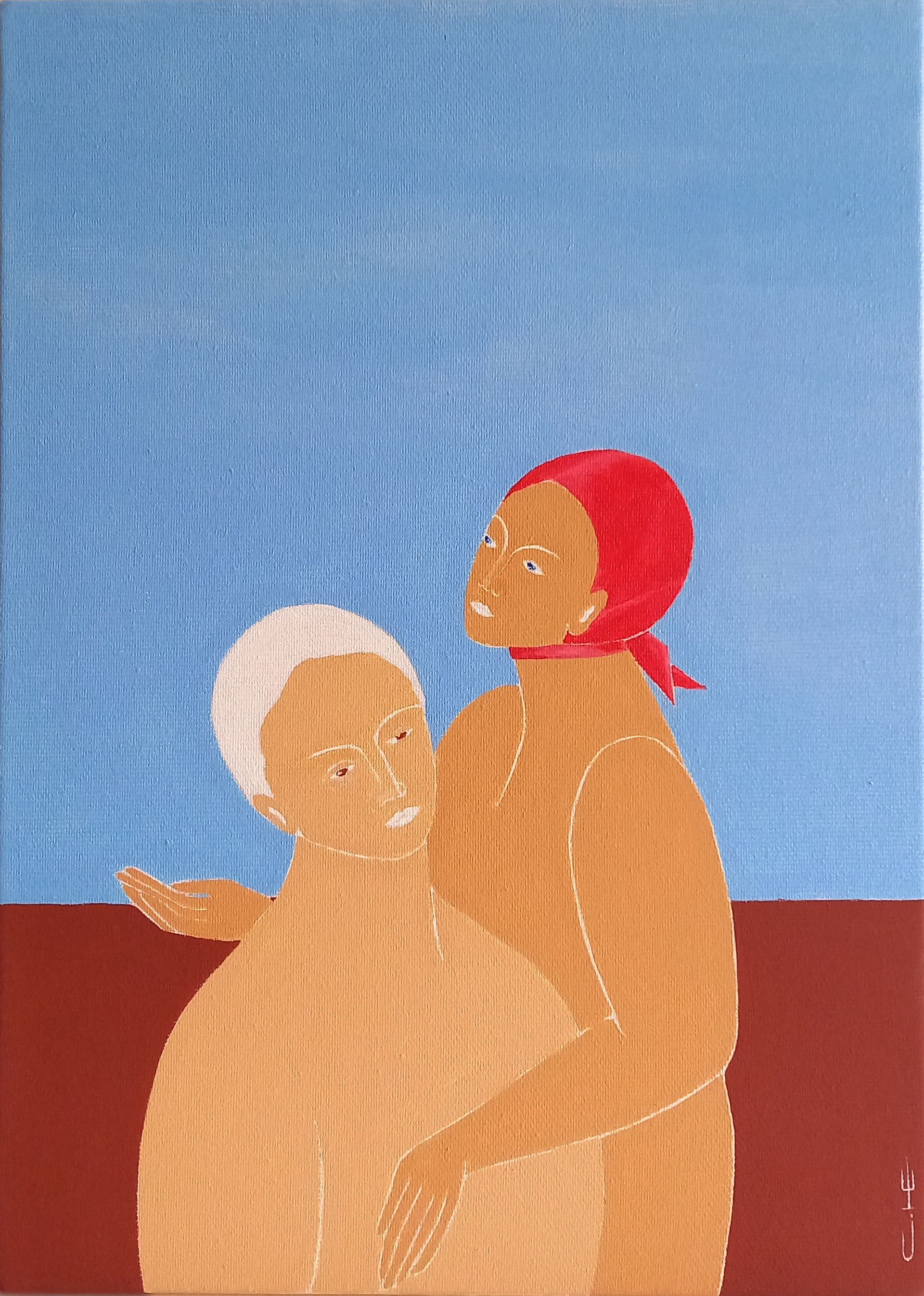 Саша Катинаускиене (Картина, живопись - 
                  30 x 40 см) Прошение. Мать и сын