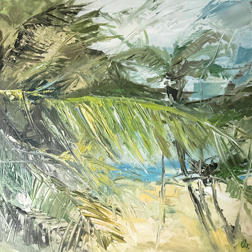Оксана Горбунова (Картина, живопись - 
                  50 x 50 см) Под тенью пальм