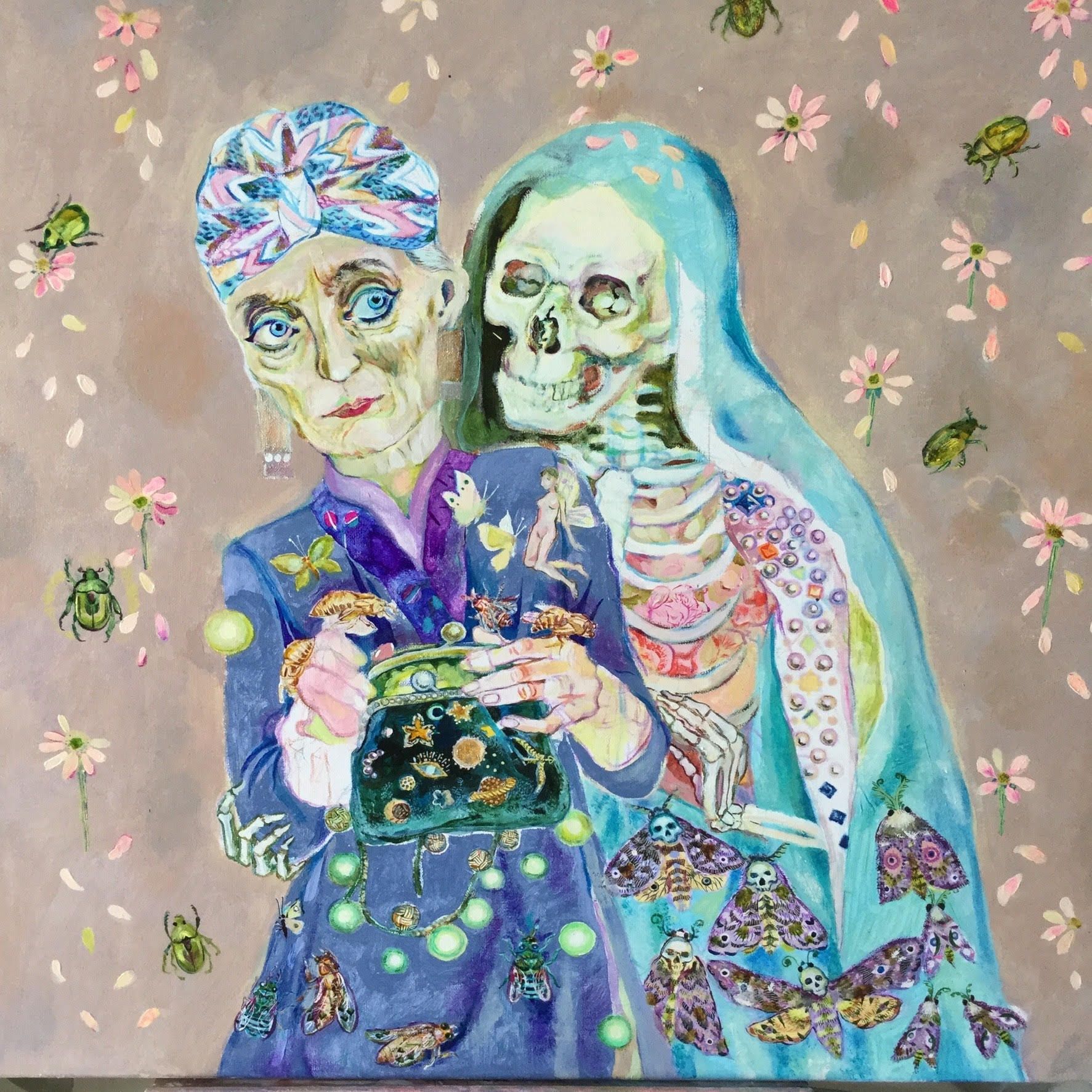 Александра Бадашкеева (Картина, живопись - 
                  50 x 50 см) Пожилая ведьма обманывает смерть