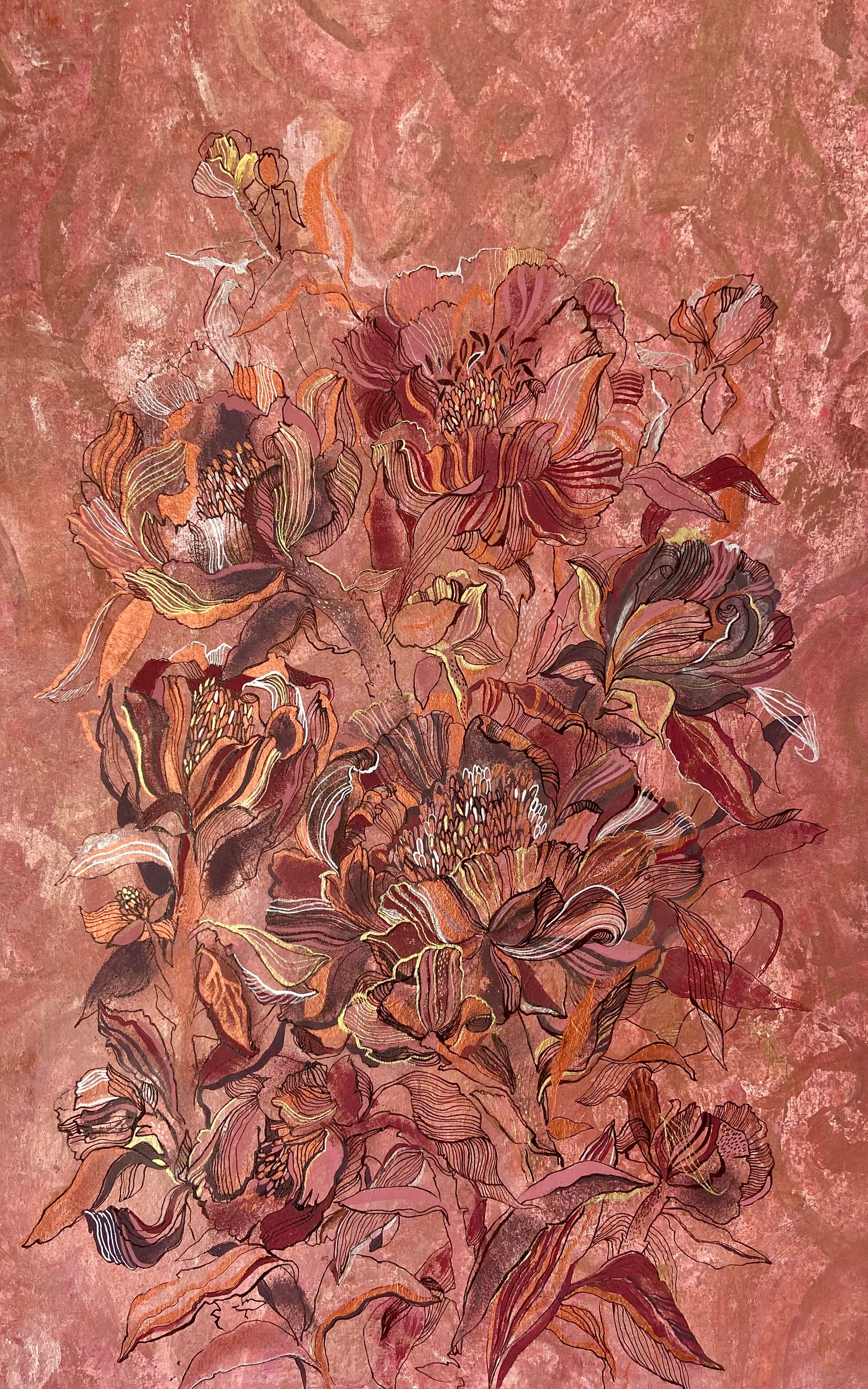 Ульяна Затона (Авторская графика - 
                  60 x 100 см) Пионы