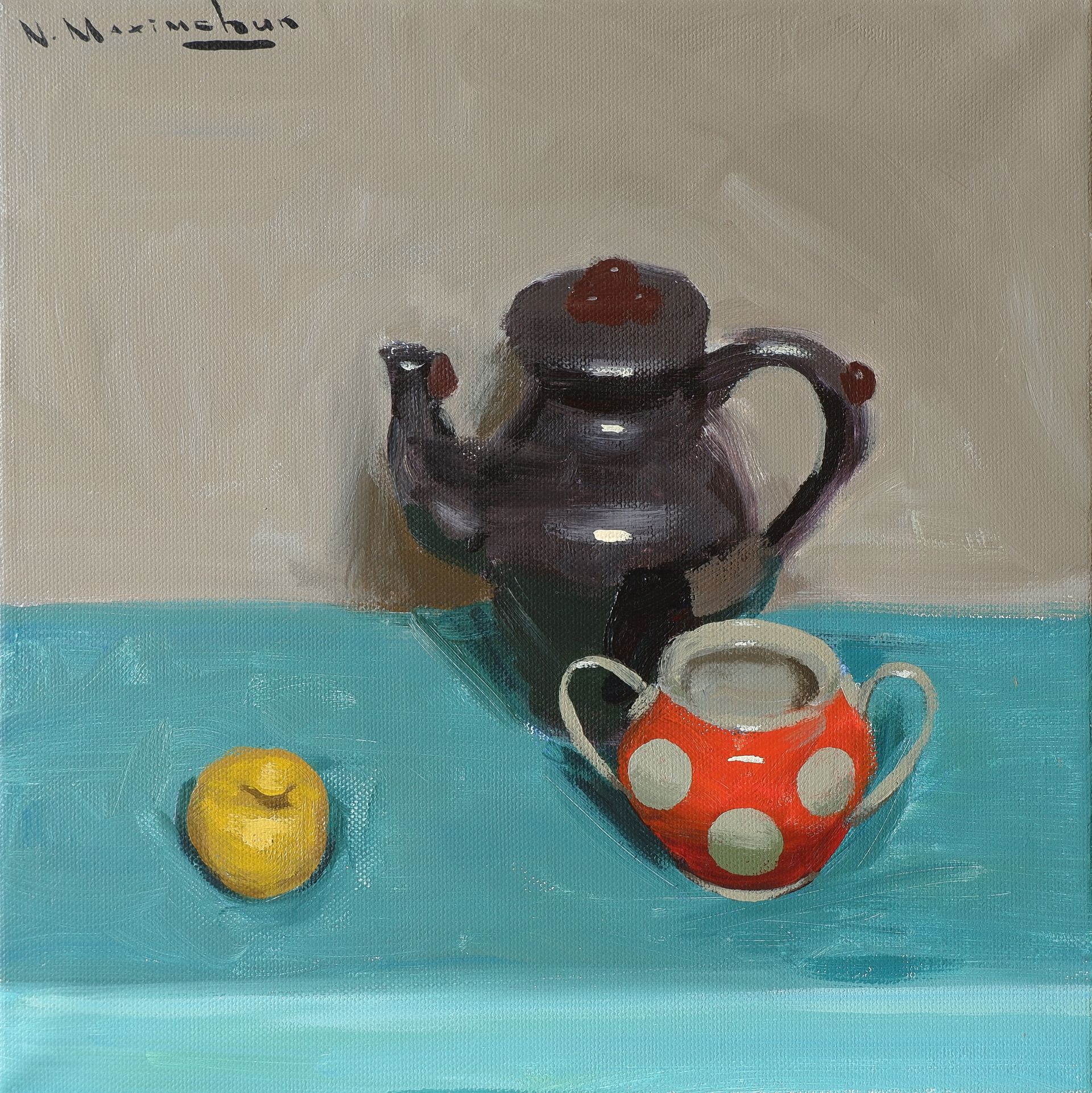 Никита Максимчук (Картина, живопись - 
                  30 x 30 см) Желтое яблоко