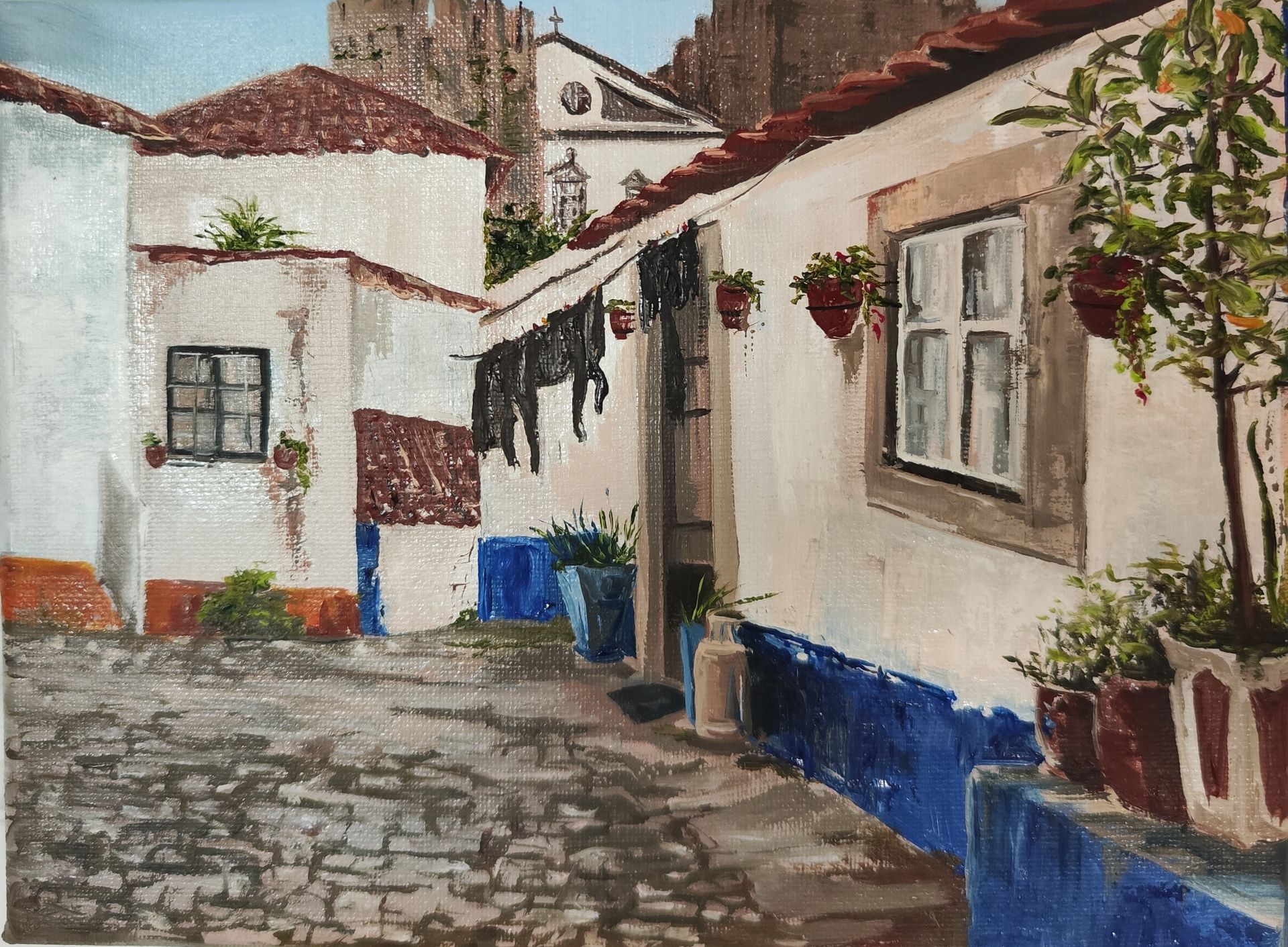 Мила Bezú (Картина, живопись - 
                  24 x 18 см) Greek houses 1