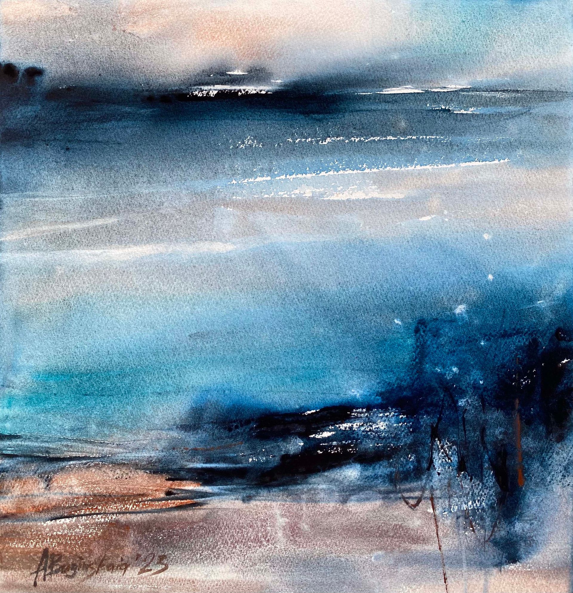 Анна Богинская (Авторская графика - 
                  38 x 38.5 см) Зимнее озеро