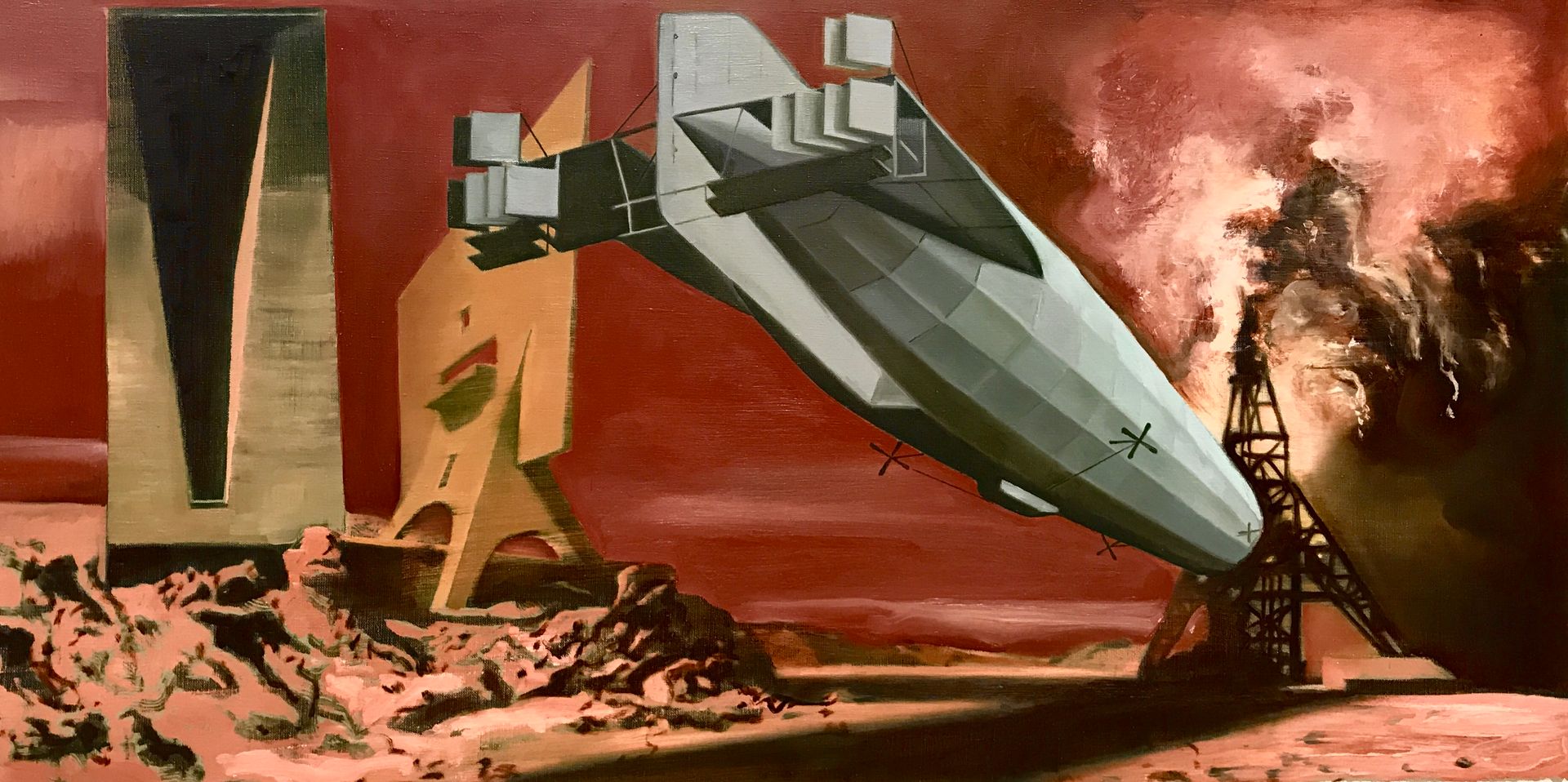 Игорь Баранов (Картина, живопись - 
                  100 x 50 см) Цеппелин на Марсе