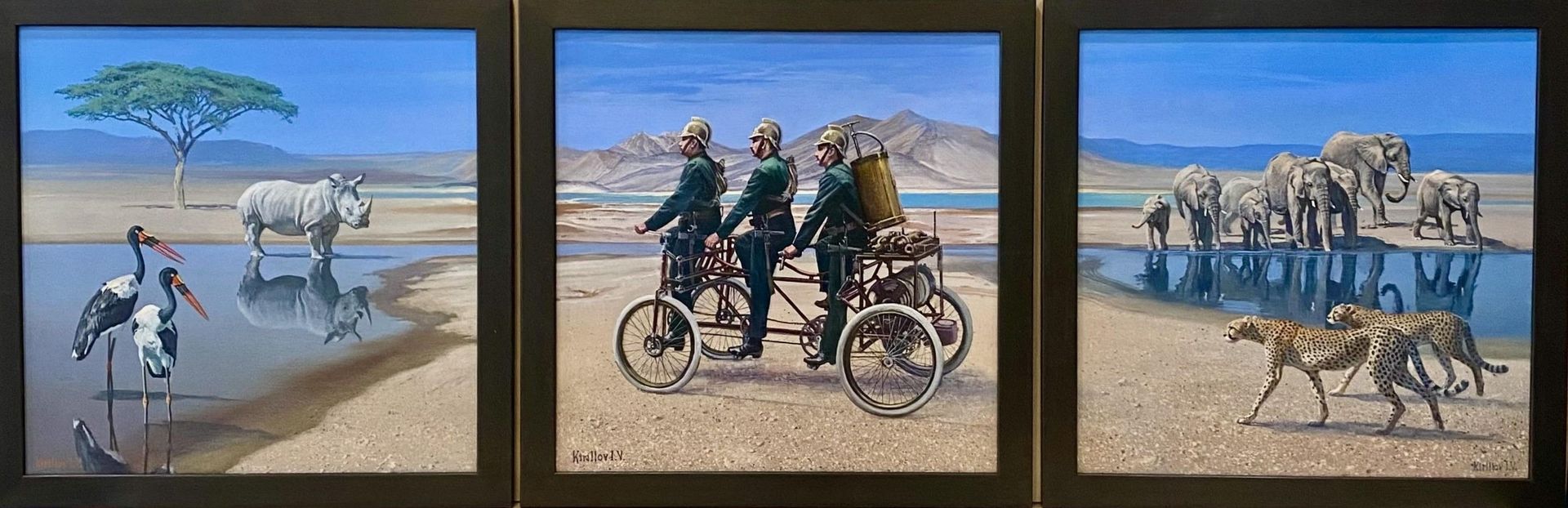 Игорь Кириллов (Картина, живопись - 
                  153 x 51 см) Триптих "Странствующие брандмейстеры"