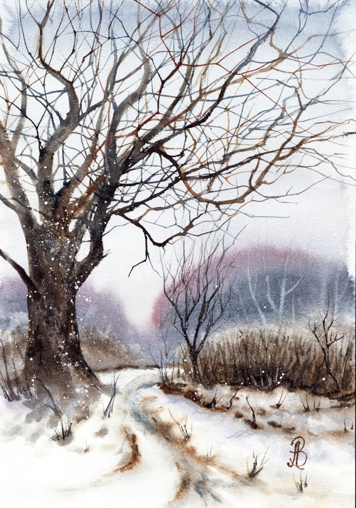 Алла Валежина (Авторская графика - 
                  30 x 42 см) Ожидание весны