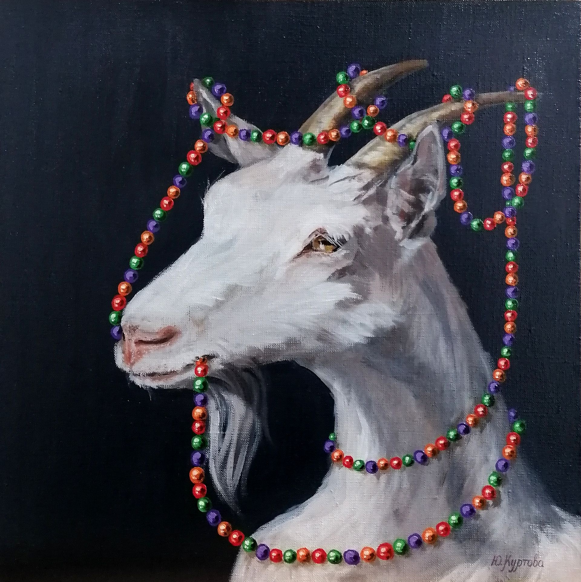 Юлия Куртова (Картина, живопись - 
                  40 x 40 см) Козочка