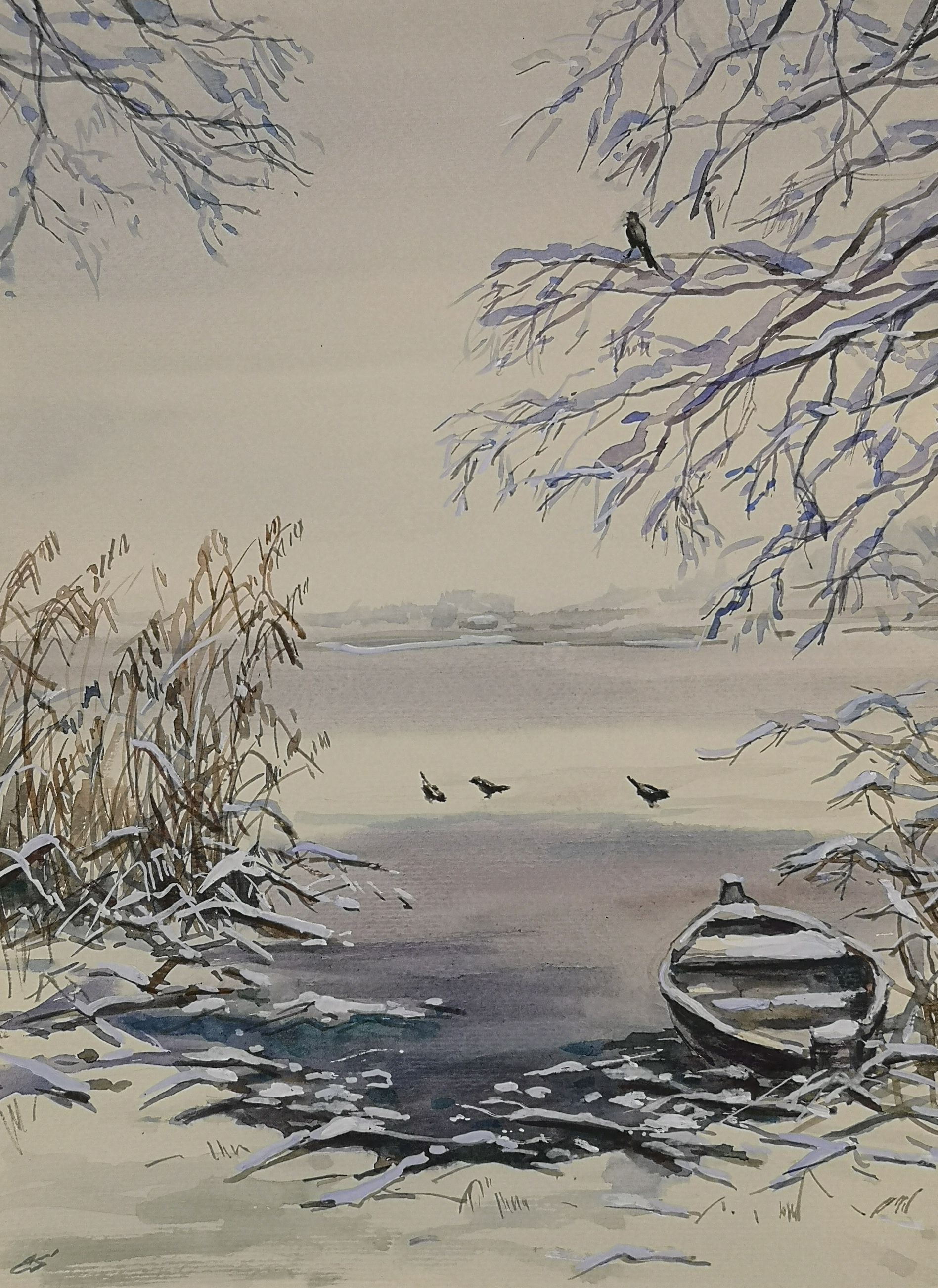 Елена Санина (Авторская графика - 
                  30 x 40 см) Оттепель