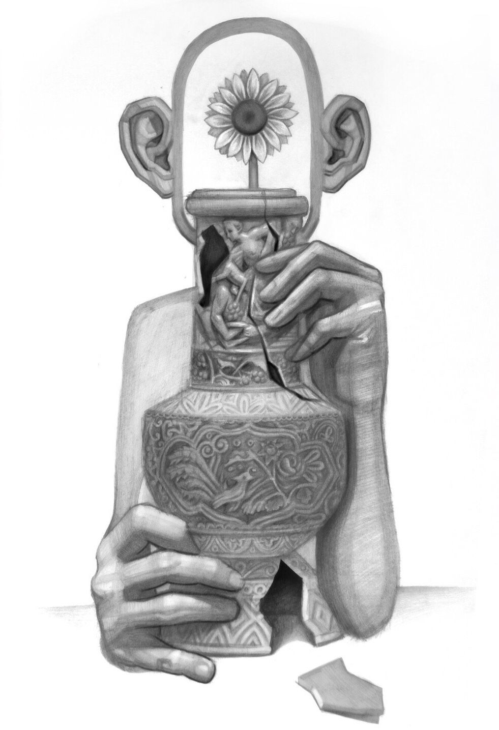 Никита Романов (Erendaj) (Авторская графика - 
                  40 x 52 см) Забота о вазе