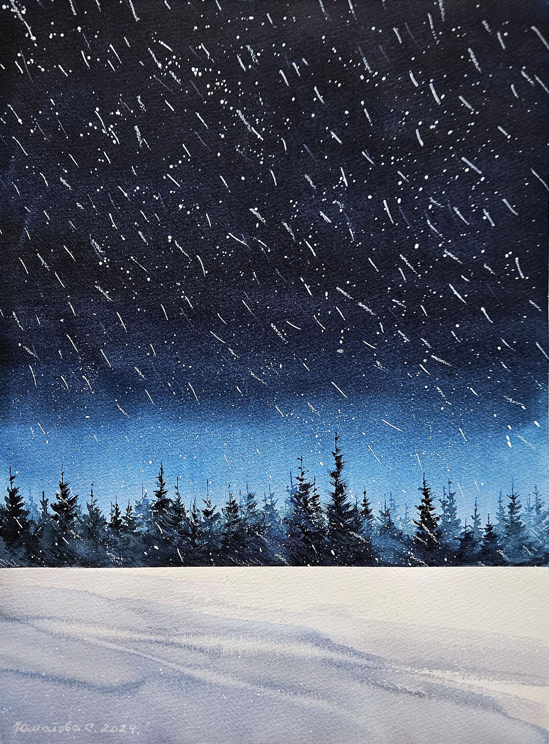 Светлана Юматова (Авторская графика - 
                  28 x 39 см) Падал прошлогодний снег