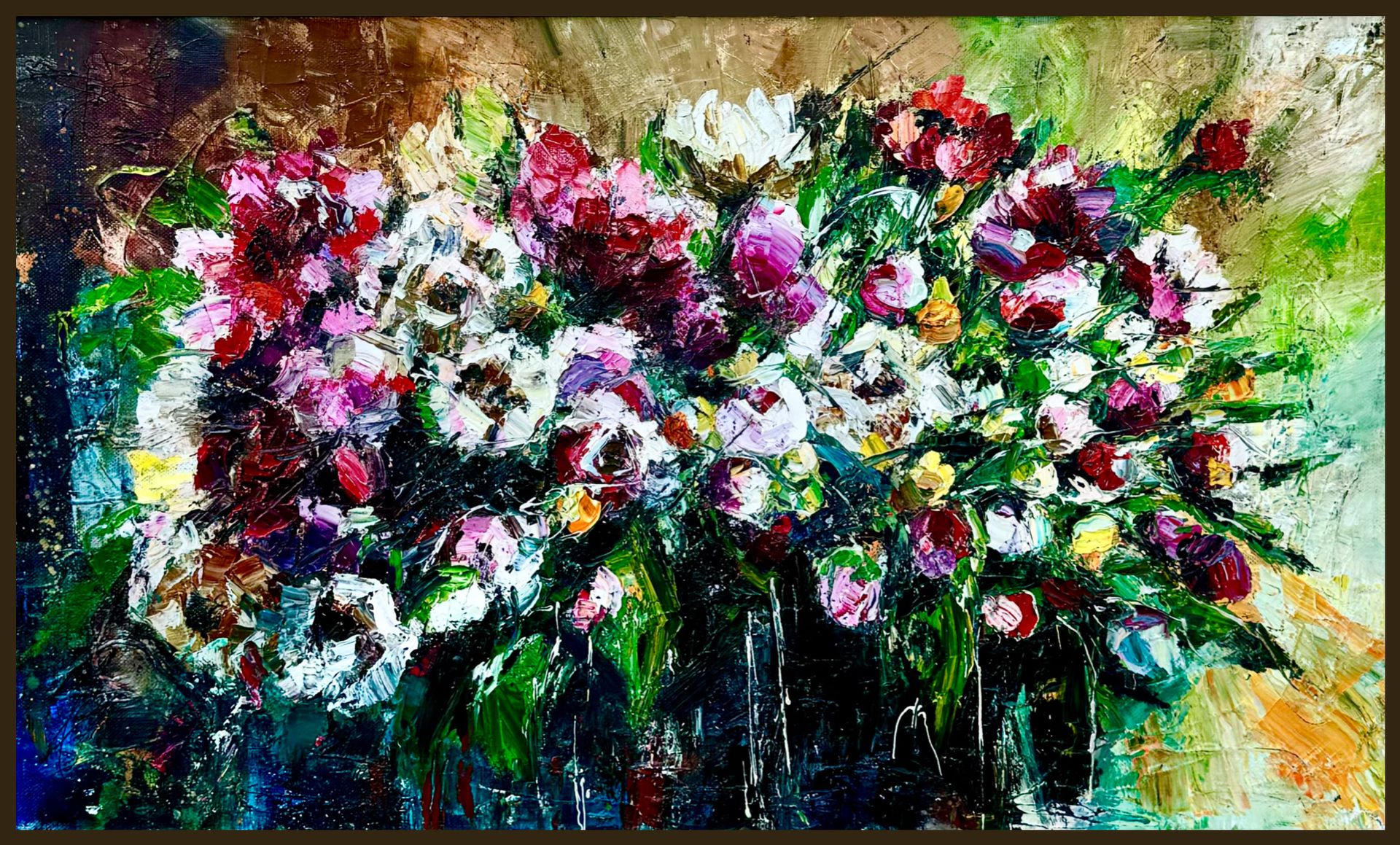 Наталья Венева (Картина, живопись - 
                  100 x 60 см) Пионы