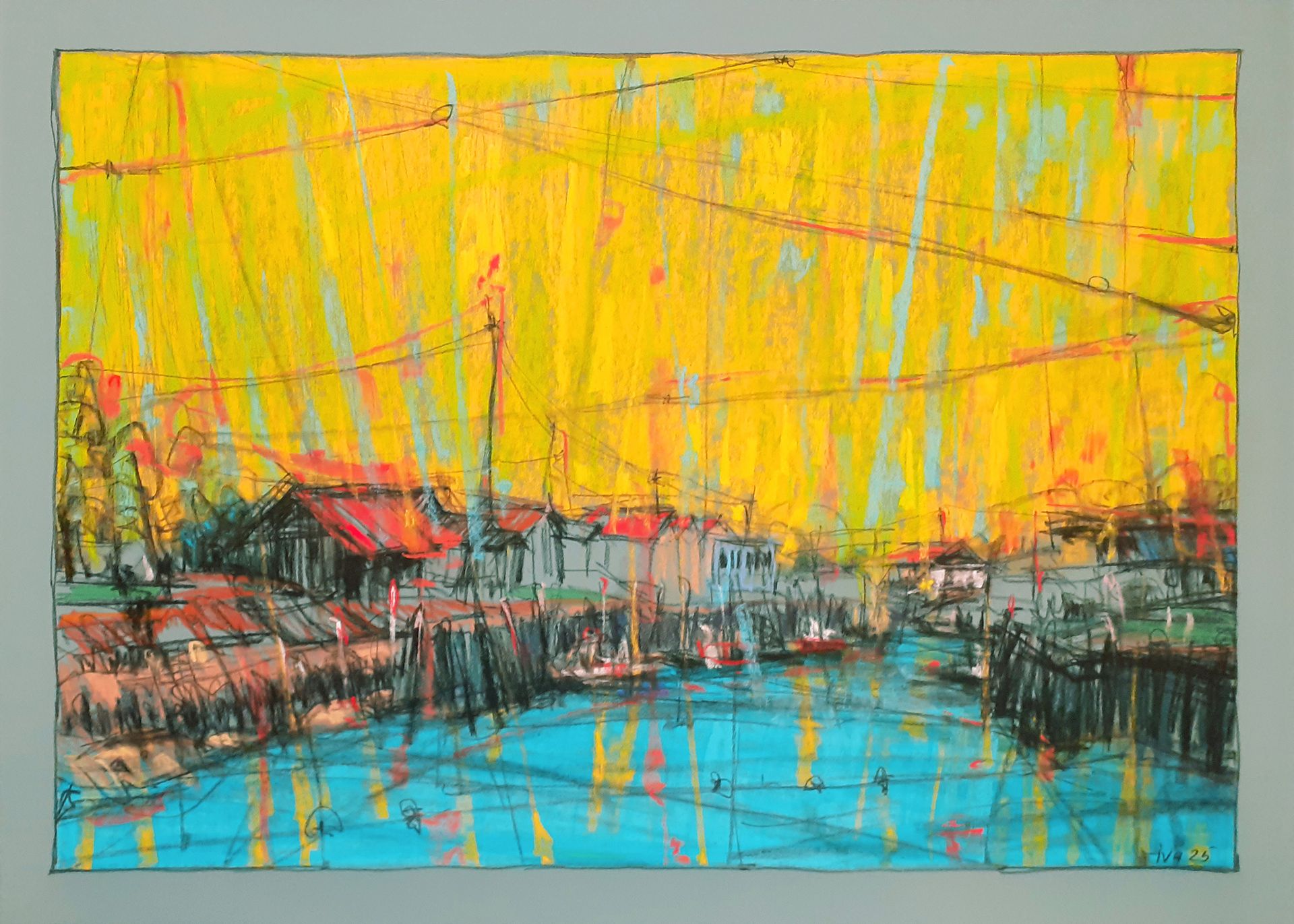 Татьяна Ивченкова (Авторская графика - 
                  70 x 50 см) Рыбацкая деревня