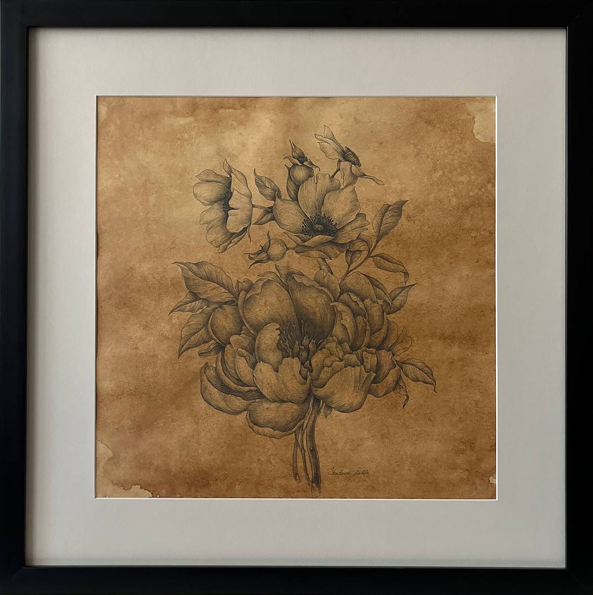ELENA SKUTOVA (Авторская графика - 
                  57 x 57 см) Flowers #2