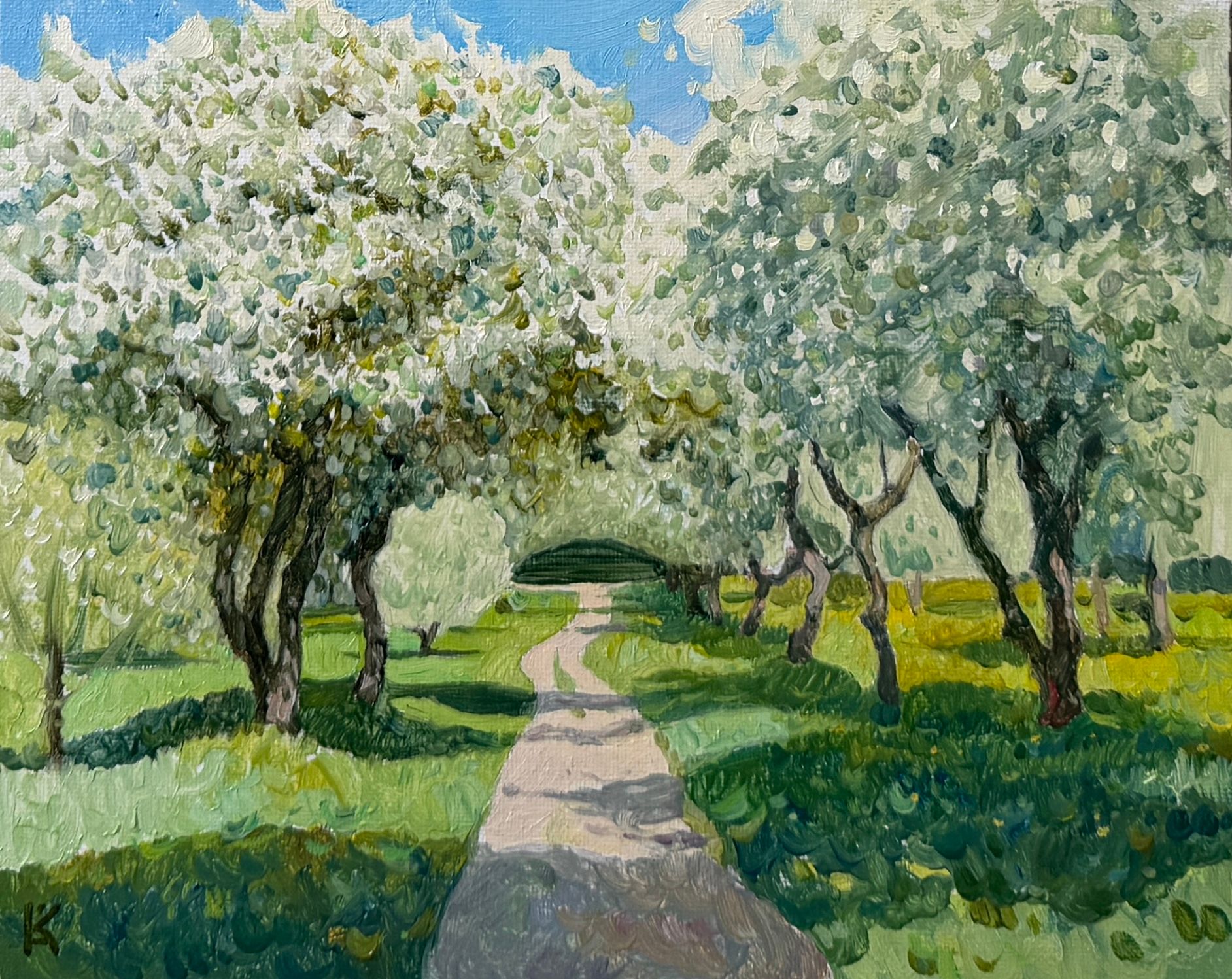 Алексей Кротов (Авторская графика - 
                  24.5 x 19.5 см) Яблоневый сад в Коломенском