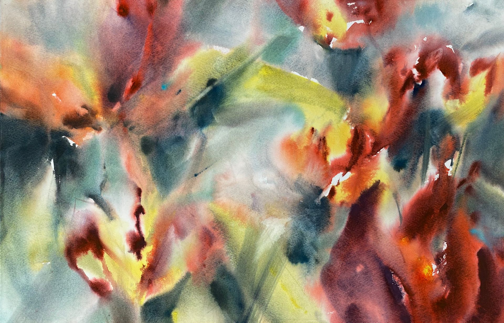 Анна Богинская (Авторская графика - 
                  56 x 37 см) Дыхание тюльпанов