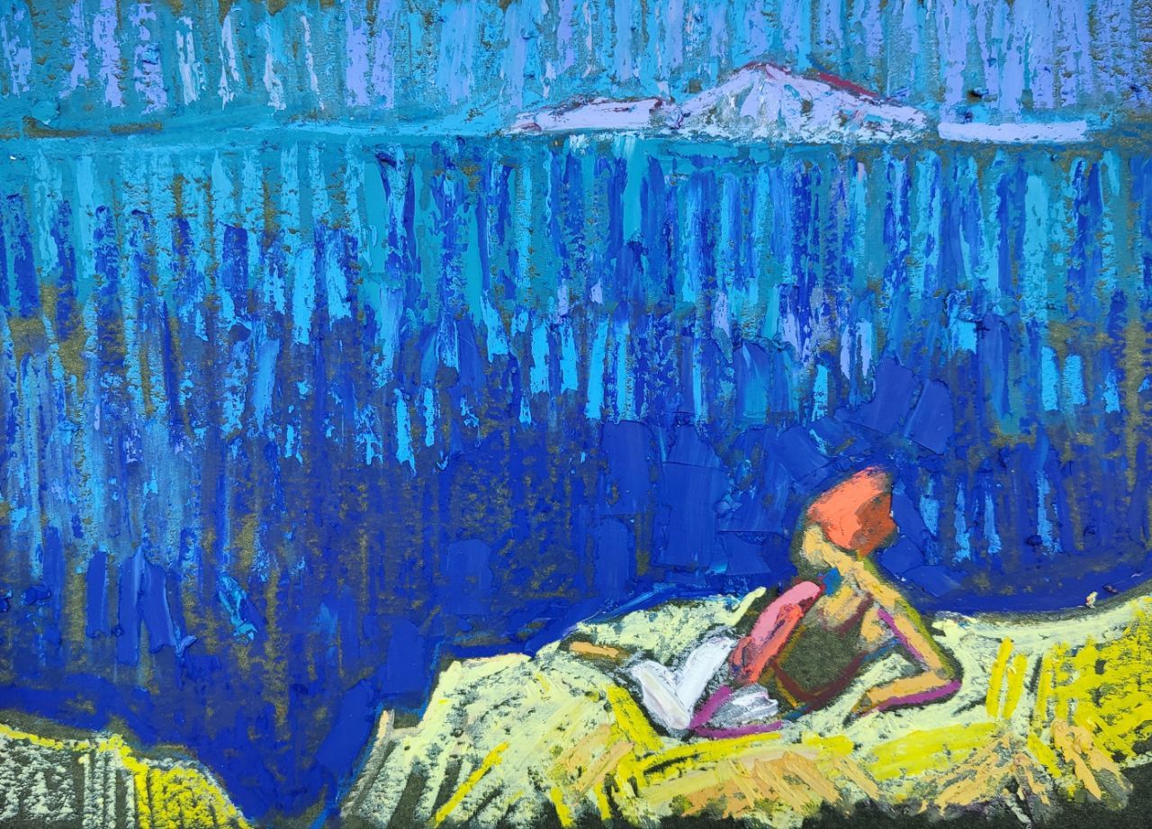 Олеся Лишаева (Авторская графика - 
                  41 x 29 см) Синее море