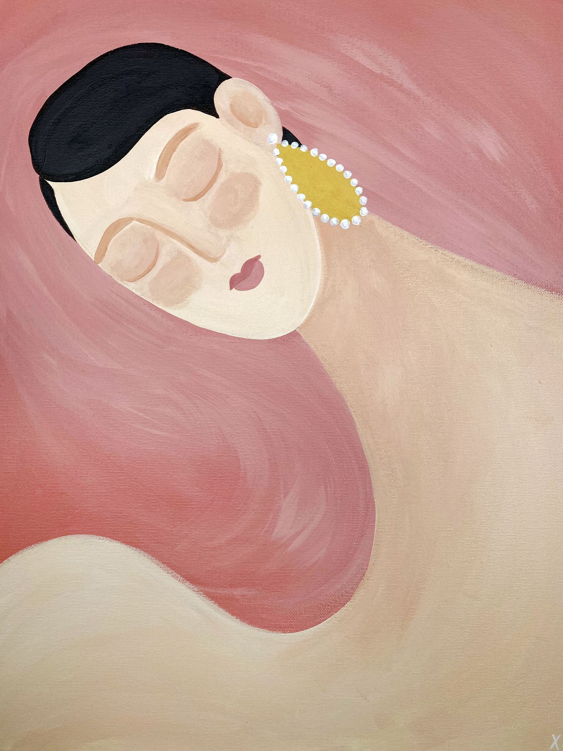 Ксения Хромцова (Картина, живопись - 
                  40 x 50 см) Девушка с сережкой