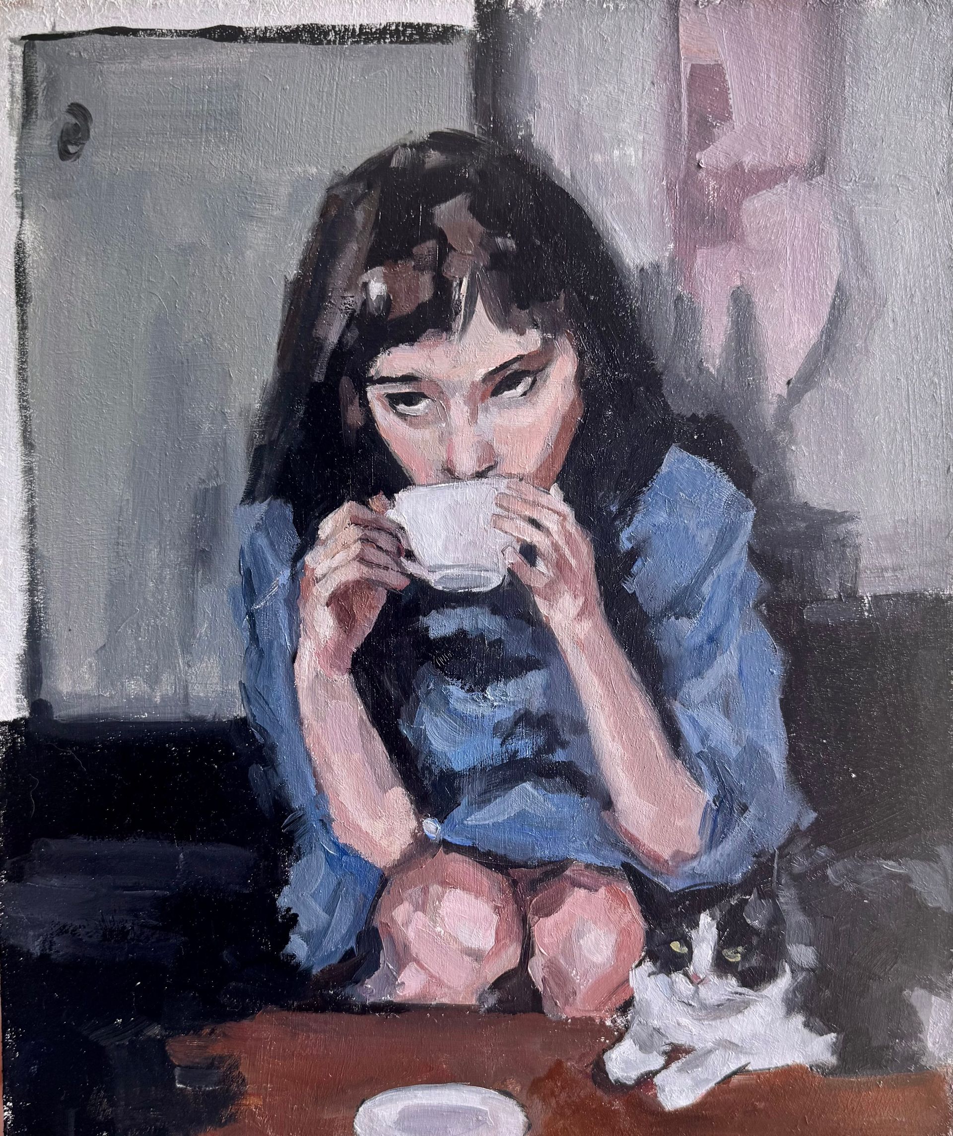 Екатерина Белиловская (Картина, живопись - 
                  25 x 30 см) Муся знает