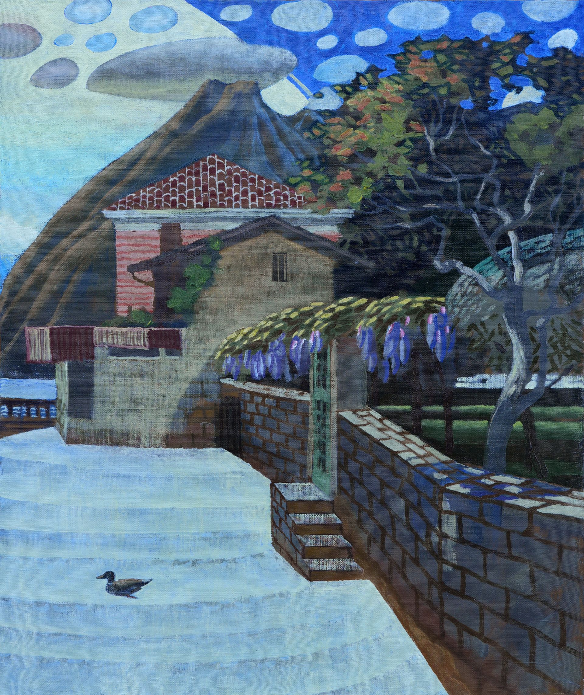 Николай Пак (Картина, живопись - 
                  50 x 60 см) Утка и вулкан