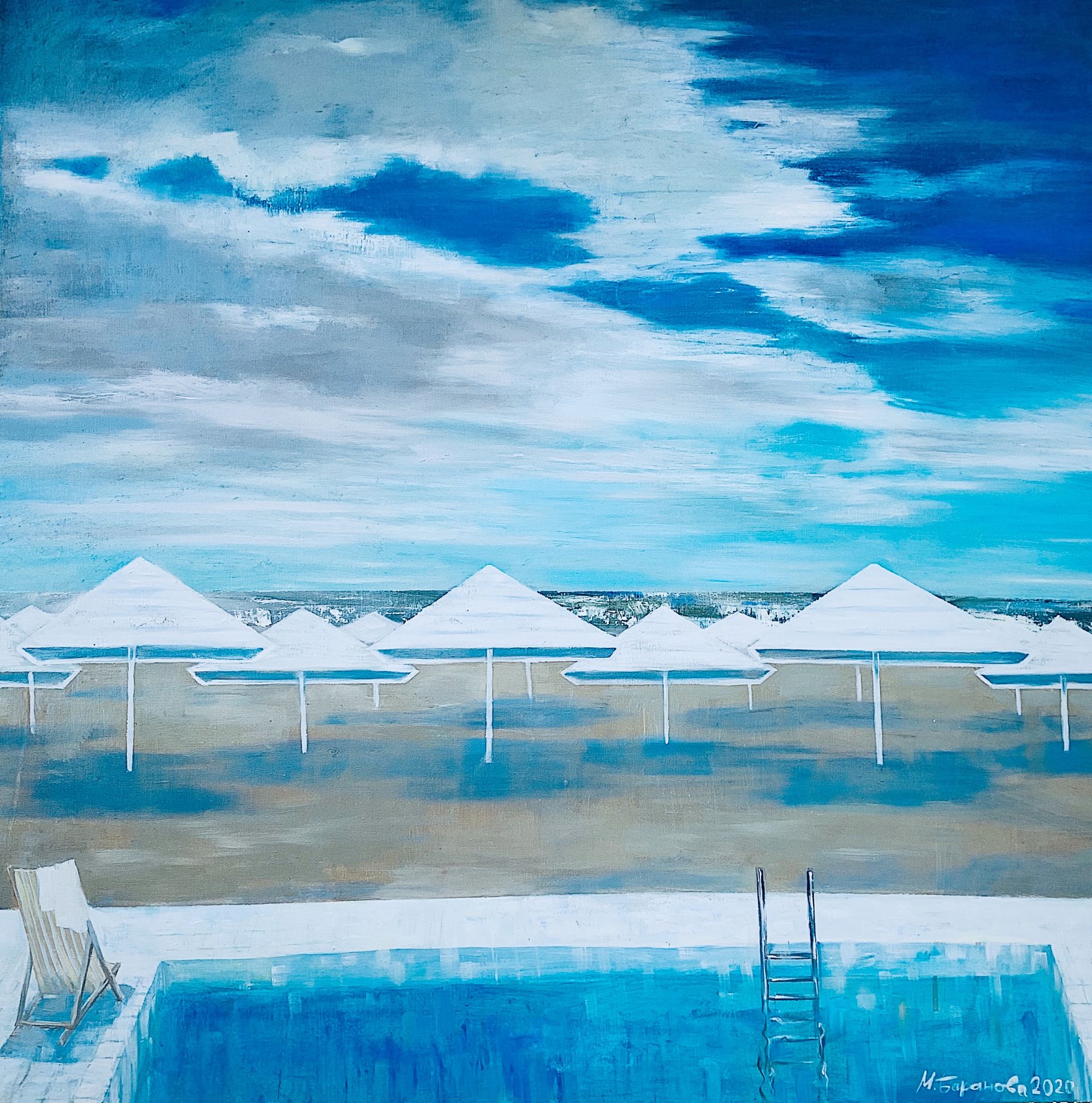 Маргарита Баранова (Картина, живопись - 
                  100 x 100 см) Пустынный пляж