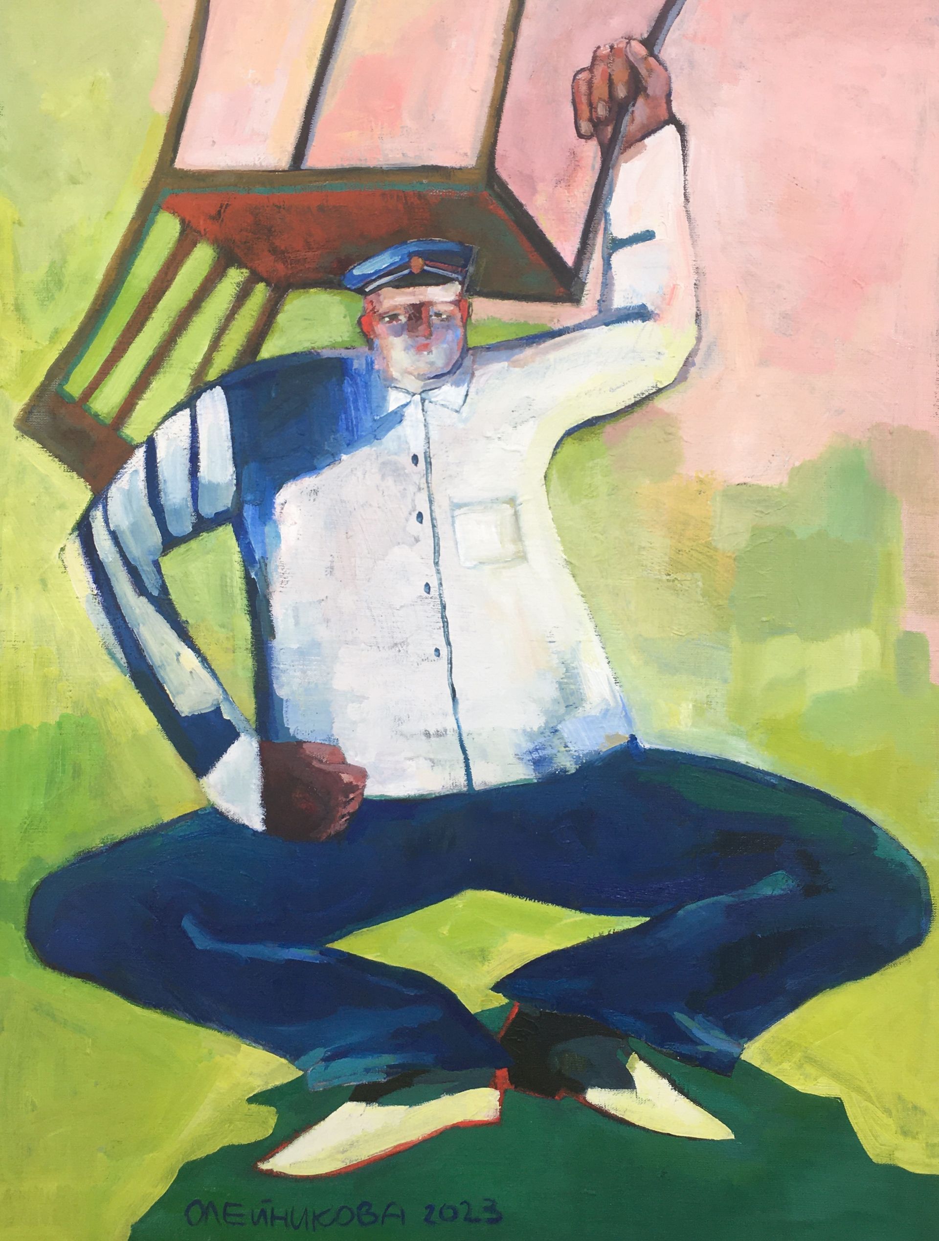 Лера Олейникова (Картина, живопись - 
                  60 x 80 см) У них уже есть на что сесть