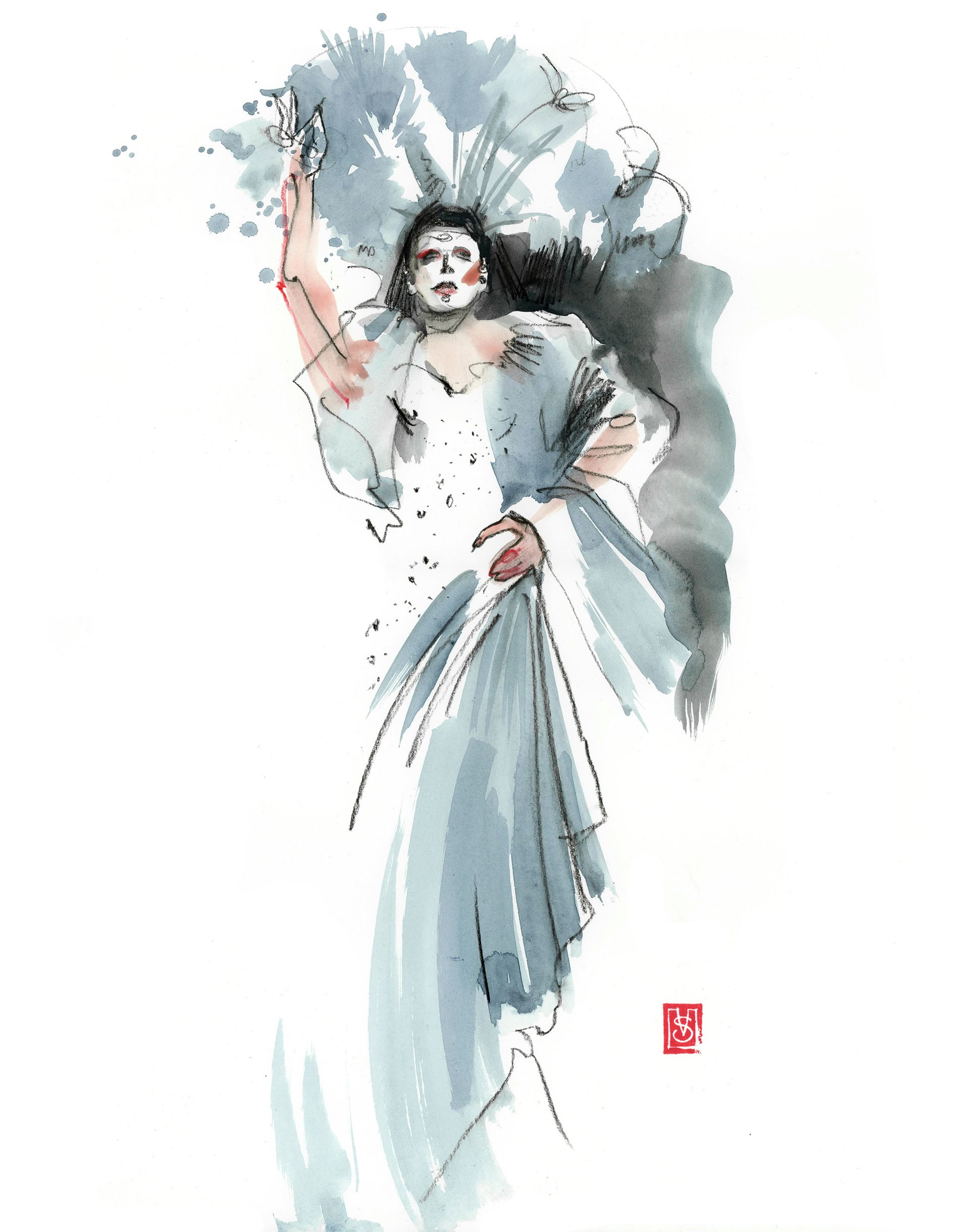 Виктория Севастьянова (Авторская графика - 
                  30 x 40 см) Burlesque 016