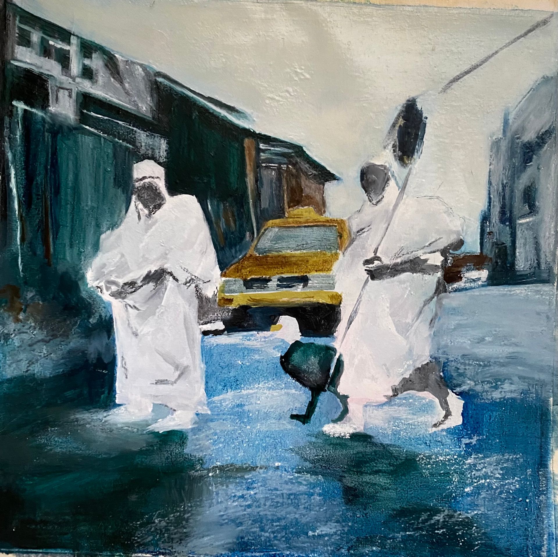 Елена Троянская (Картина, живопись - 
                  30 x 30 см) Ожидание такси