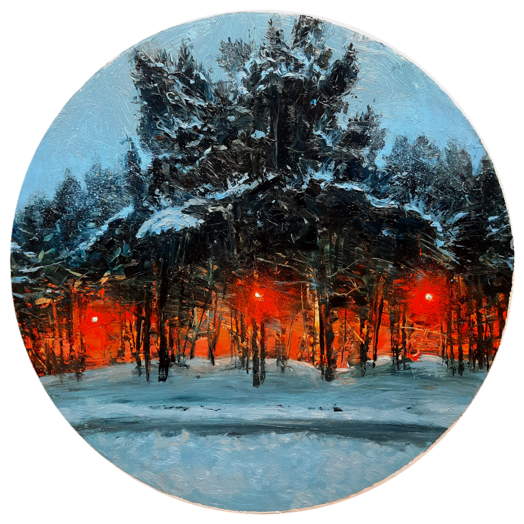 Алан Хатагты (Картина, живопись - 
                  40 x 40 см) Тихо вечерние тени синих коснулись снегов