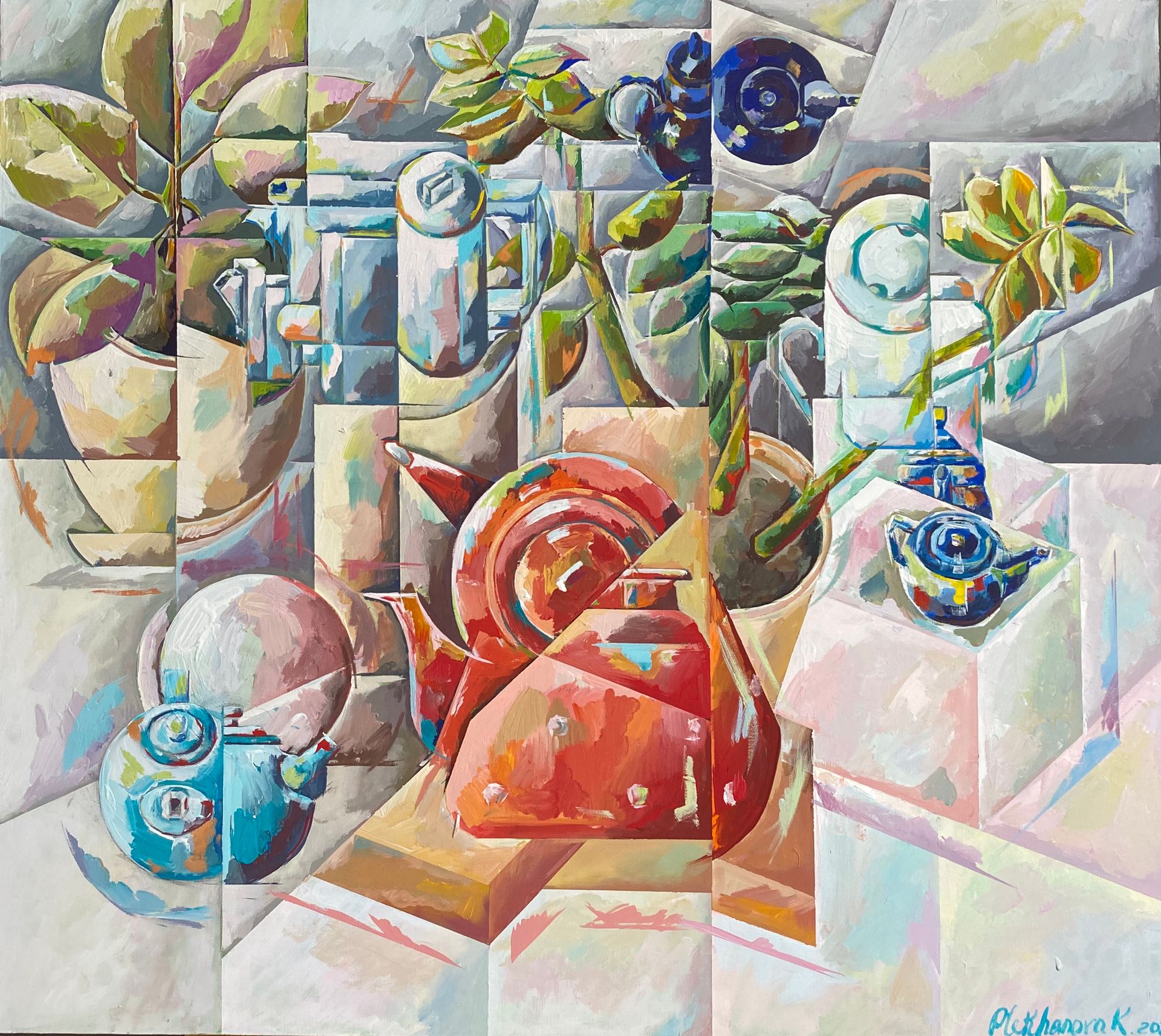 Катерина Плеханова (Картина, живопись - 
                  90 x 80 см) Чайники