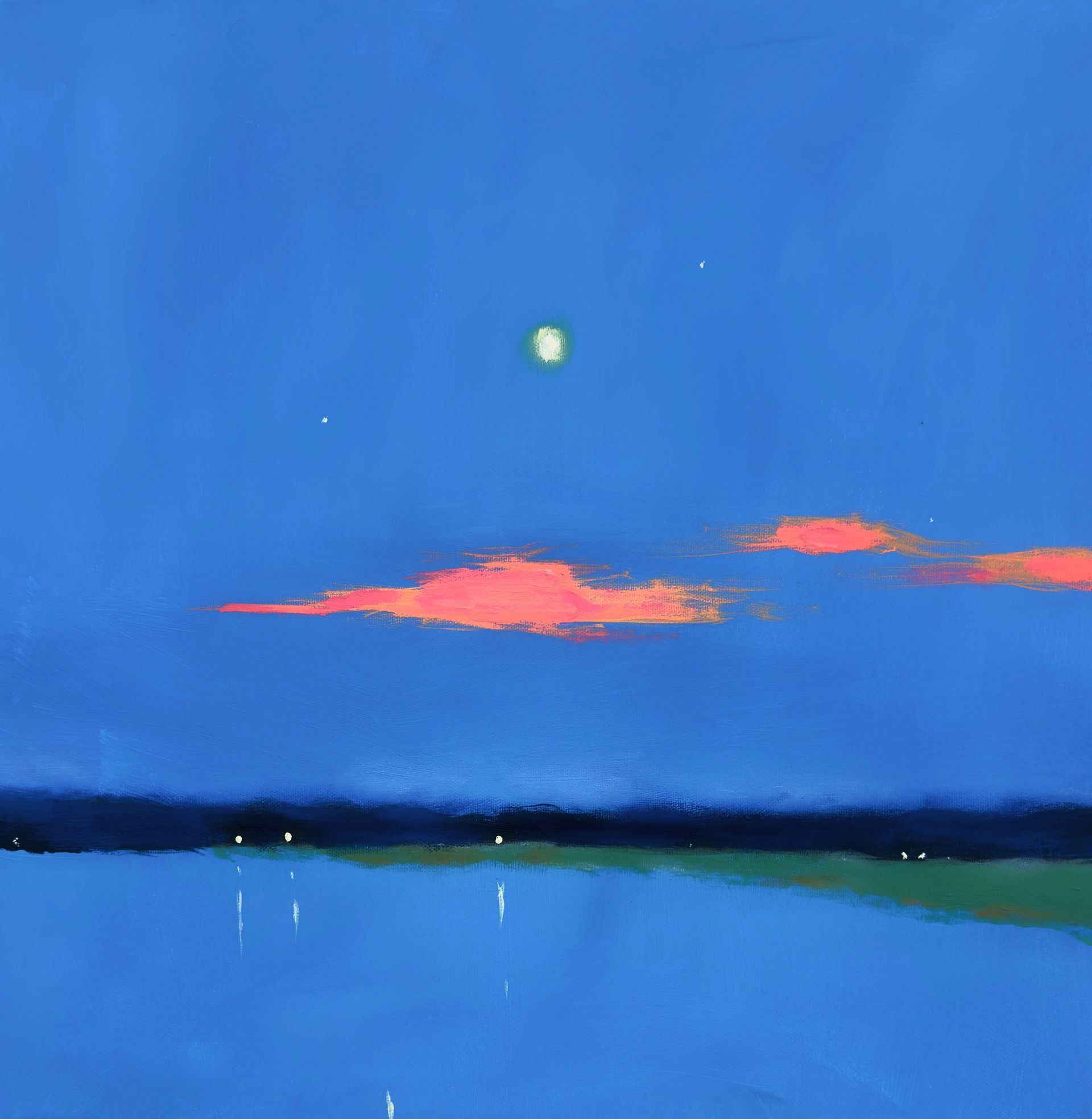 Анна Ганина (Картина, живопись - 
                  50 x 50 см) Evening on the river