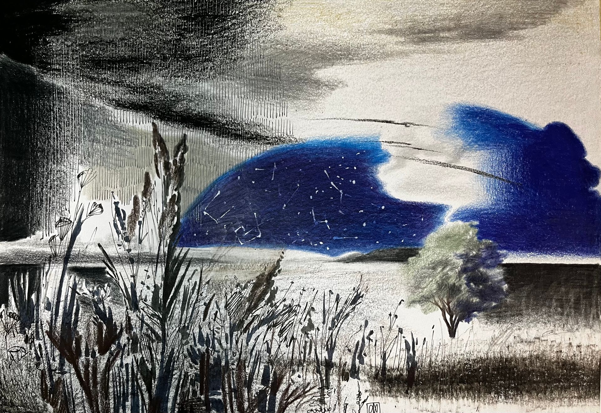 Александра Курьянова (Авторская графика - 
                  21 x 29.7 см) Скоро ночь