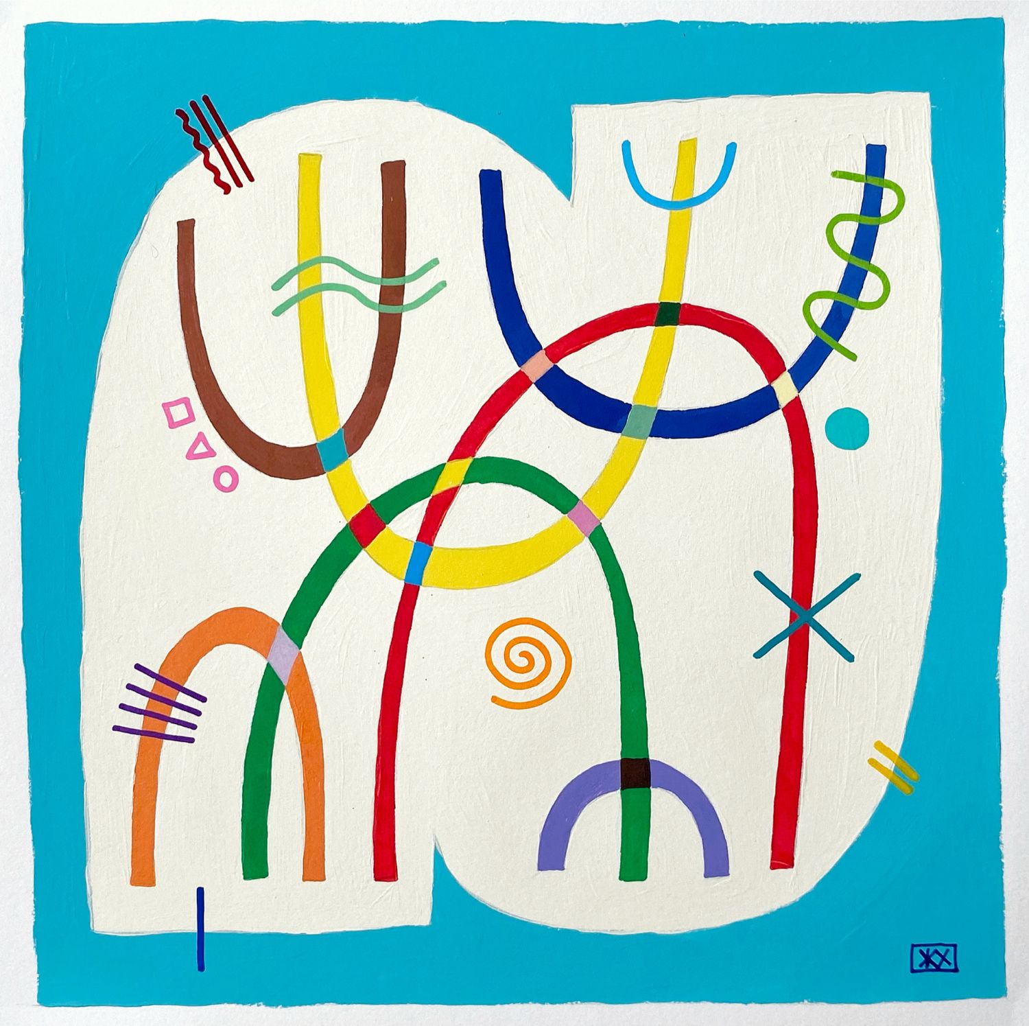 Женя Хитрова (Авторская графика - 
                  26 x 26 см) Голубо‑Сливочное