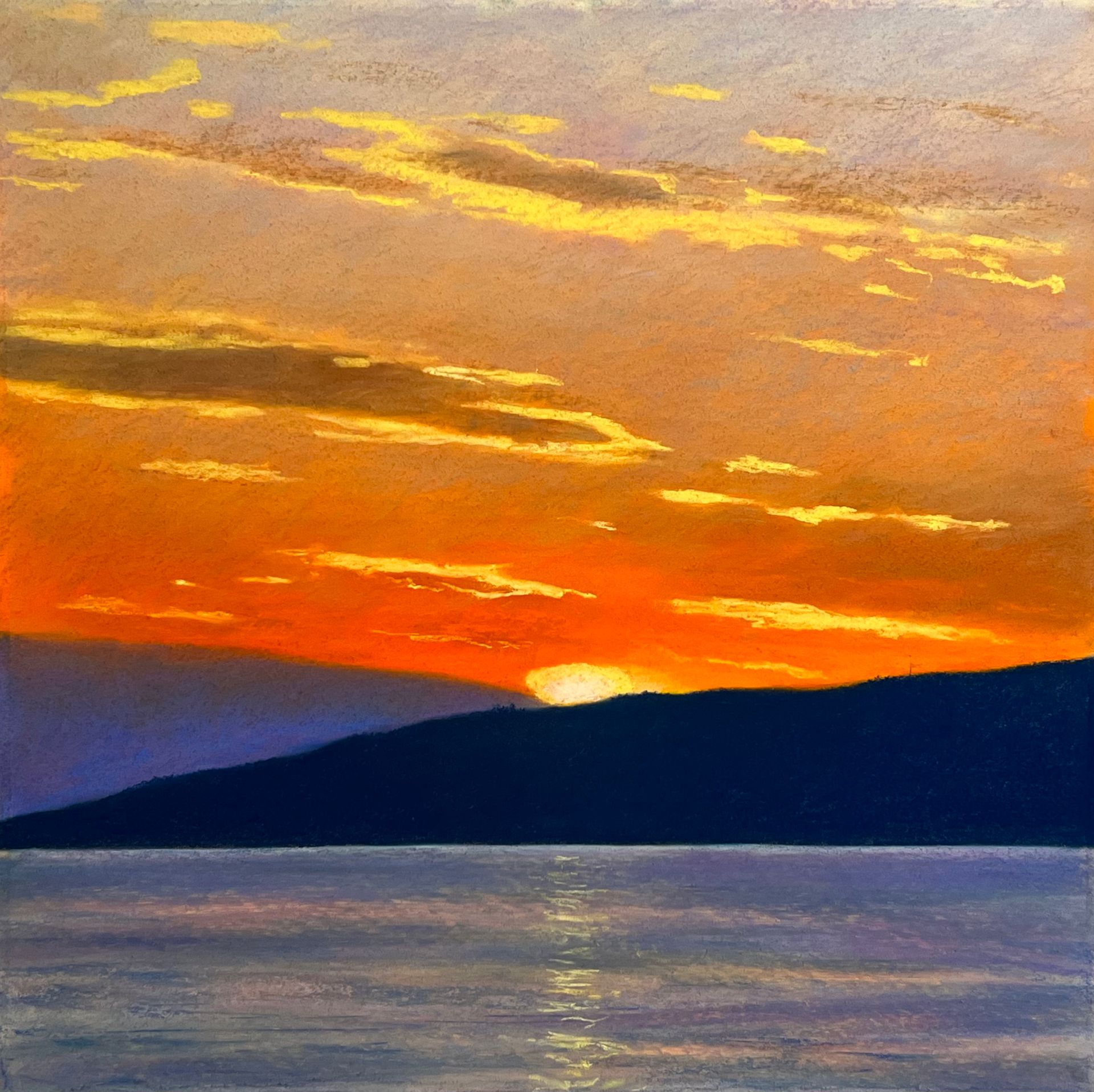 Элеонора Шмидт (Картина, живопись - 
                  70 x 70 см) Горы на закате