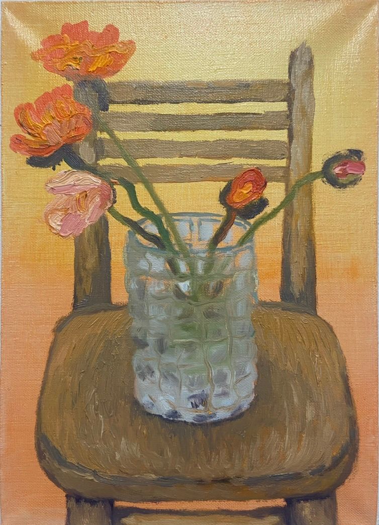 Маша Богатова (Картина, живопись - 
                  25 x 35 см) Стульчик и ваза с маками