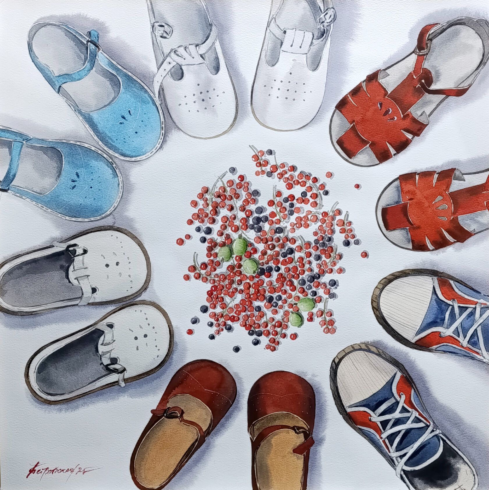 Ирина Петровская (Авторская графика - 
                  54 x 54 см) Ягоды