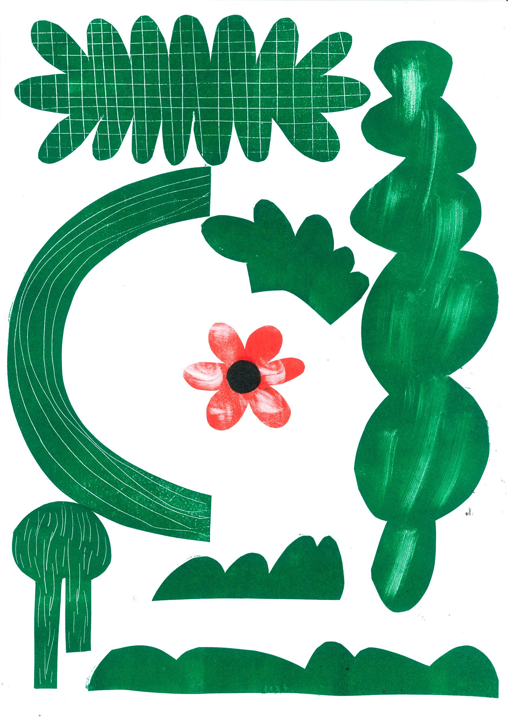 Маша Сомик (Графика печатная - 
                  30 x 42 см) Цветочек