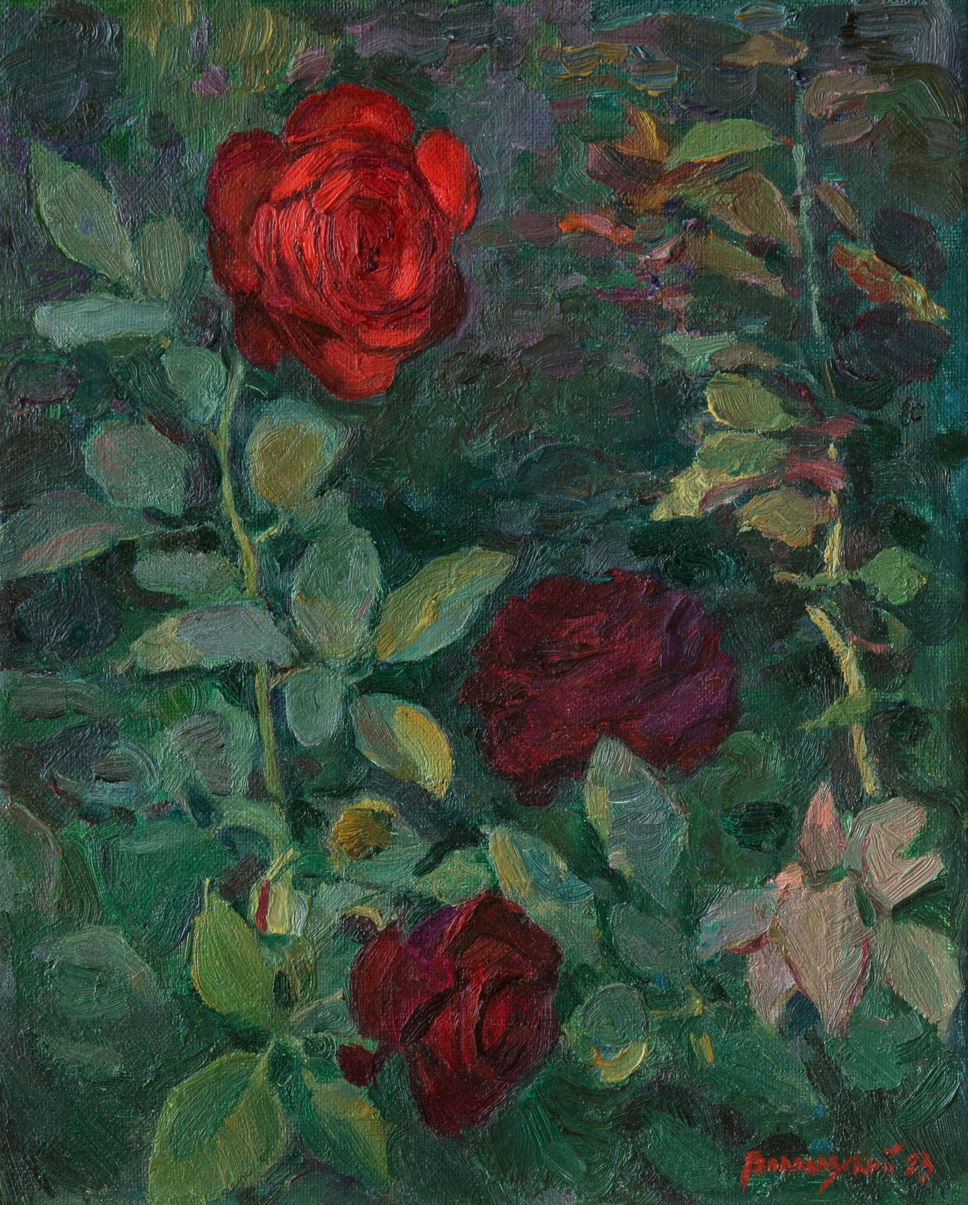 Николай Водолазский (Картина, живопись - 
                  24 x 30 см) Розы в вечерних лучах