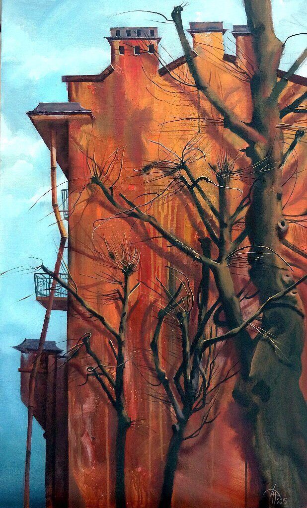 Динара Хёртнагль (Картина, живопись - 
                  60 x 100 см) Оранжевый дом (картина+NFT)