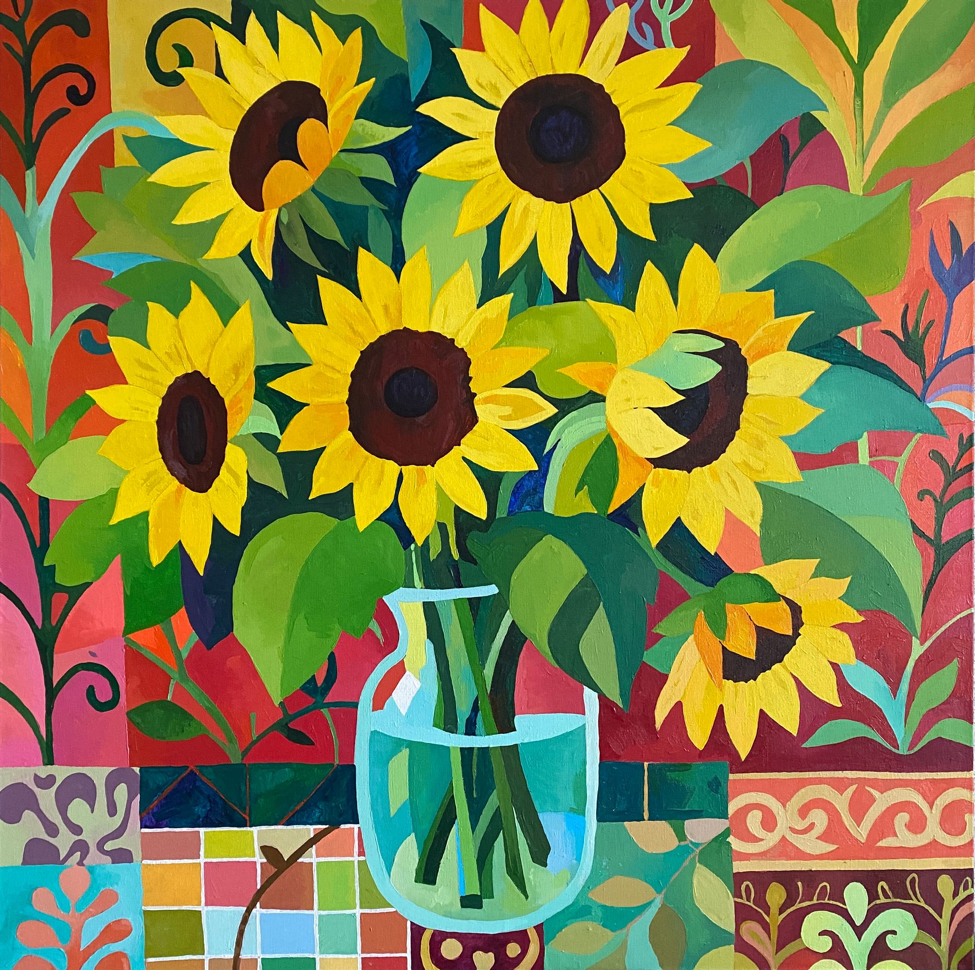 Анастасия Соловьева (Картина, живопись - 
                  120 x 120 см) Подсолнухи