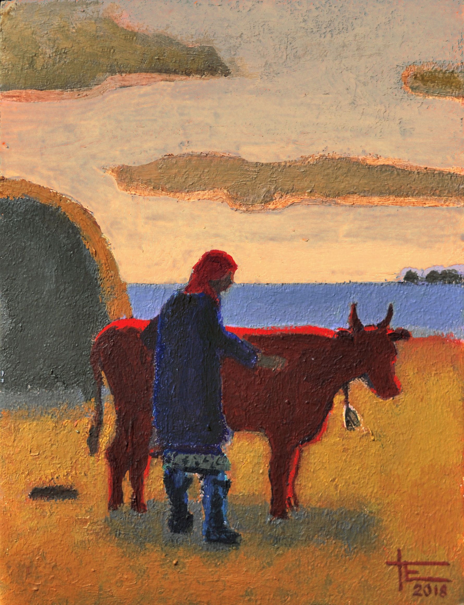 Евгений Пономаренко (Картина, живопись - 
                  30 x 40 см) Красная корова