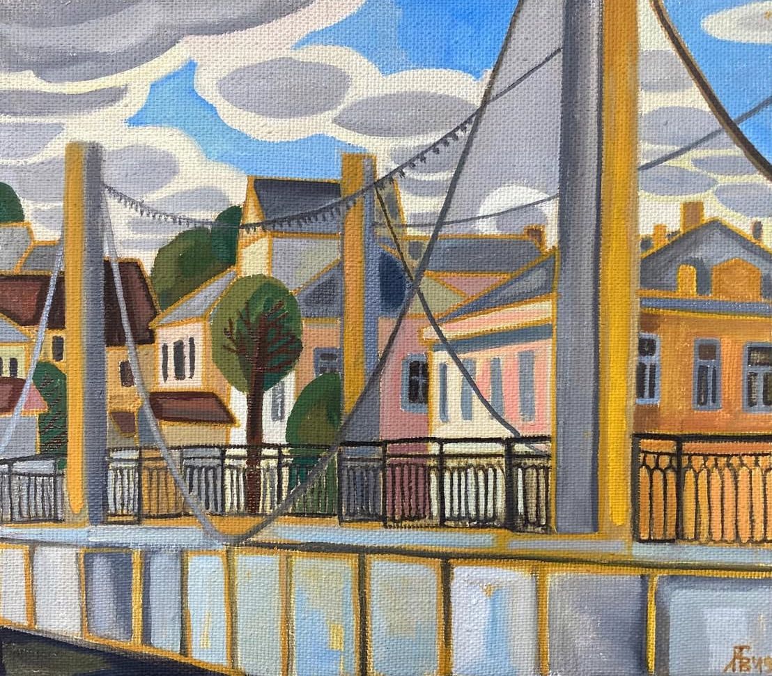 Мила Гаврилова (Картина, живопись - 
                  40 x 35 см) Новый мост. Торжок