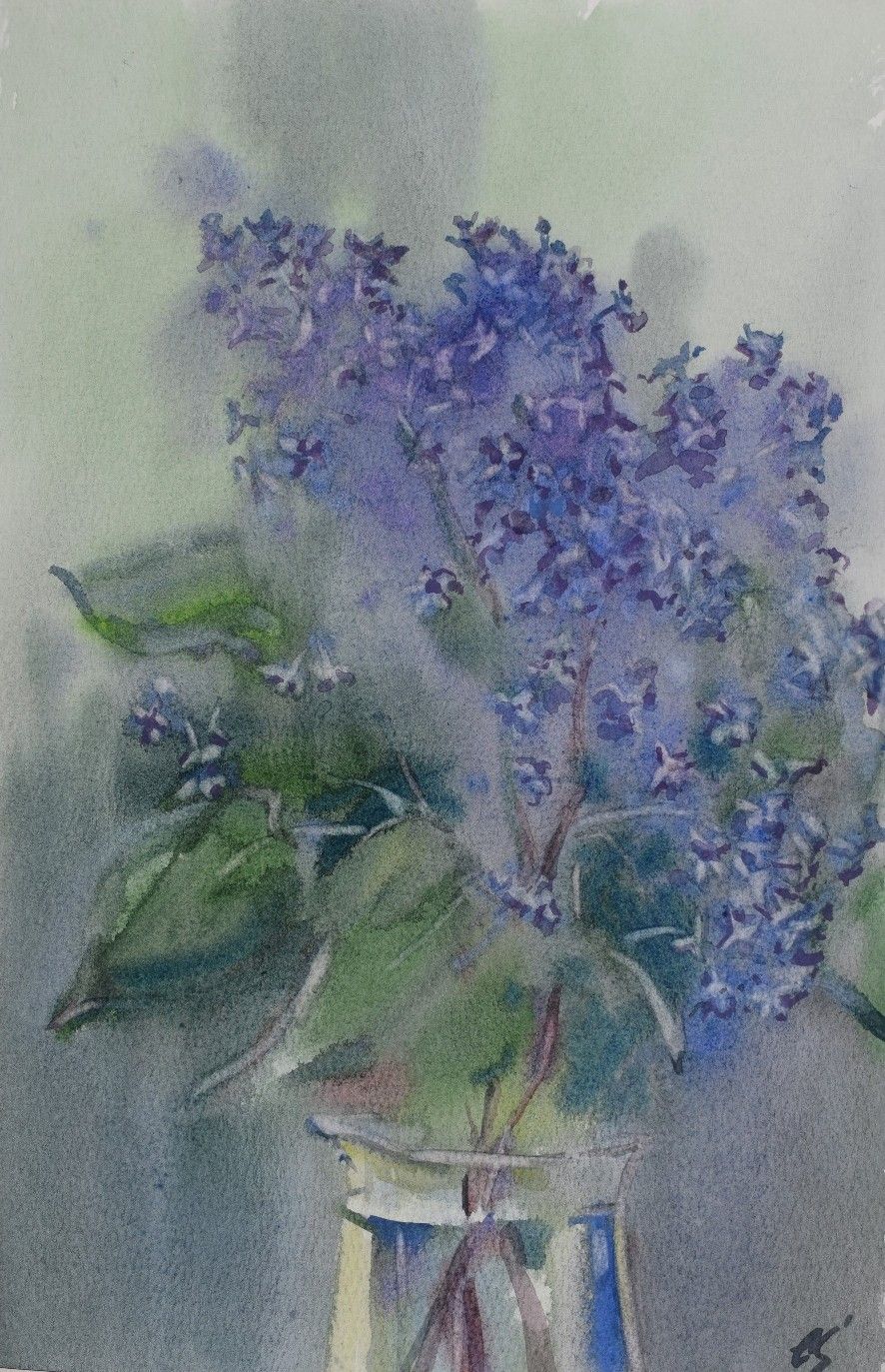 Елена Санина (Авторская графика - 
                  18 x 28 см) Ветка сирени