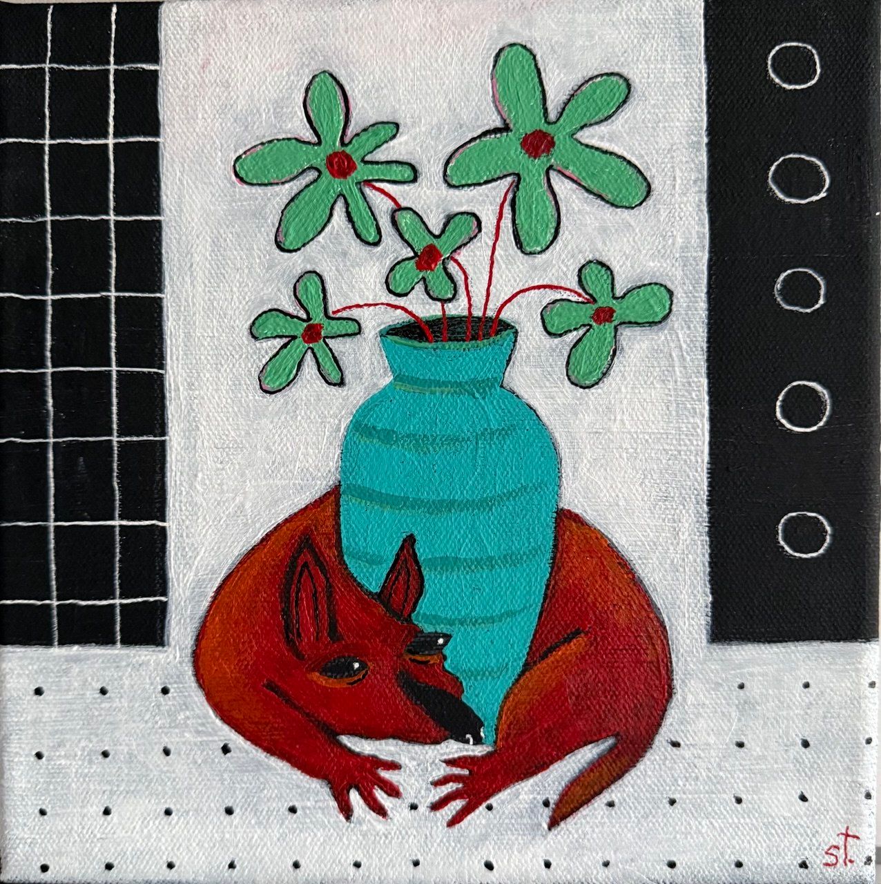 Марина Стараканами (Картина, живопись - 
                  20 x 20 см) Пока цветы спят