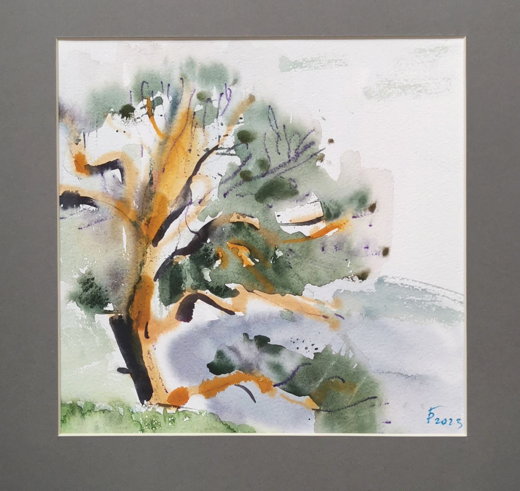 Регина Буглеева (Авторская графика - 
                  30 x 30 см) На берегу реки