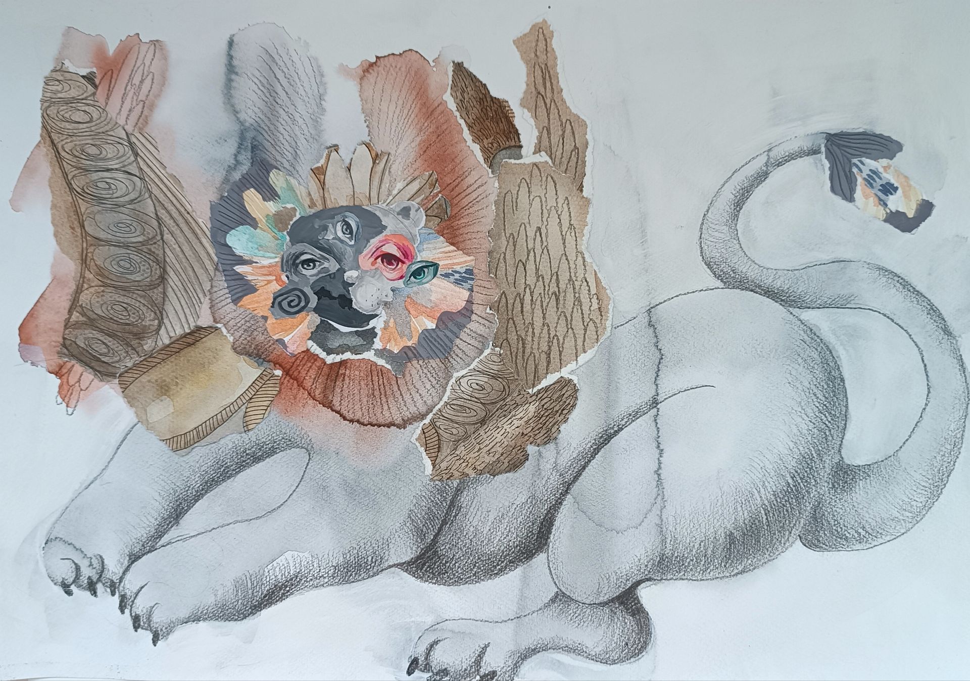 Анастасия Акулова (Авторская графика - 
                  40 x 30 см) Лев внутри меня