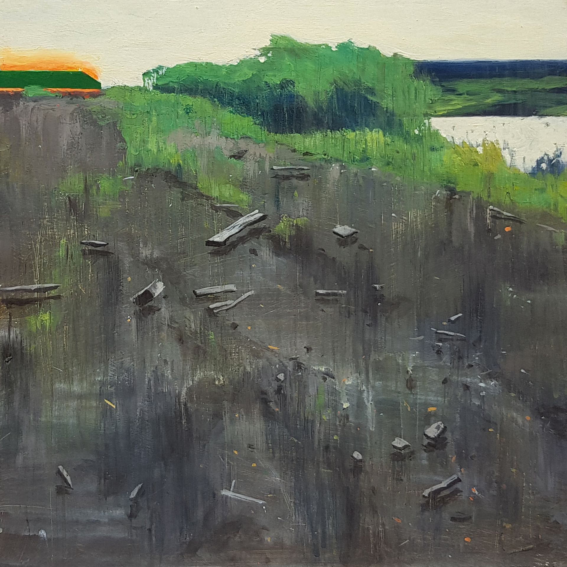 Александра Кокачева (Авторская графика - 
                  30 x 30 см) Река
