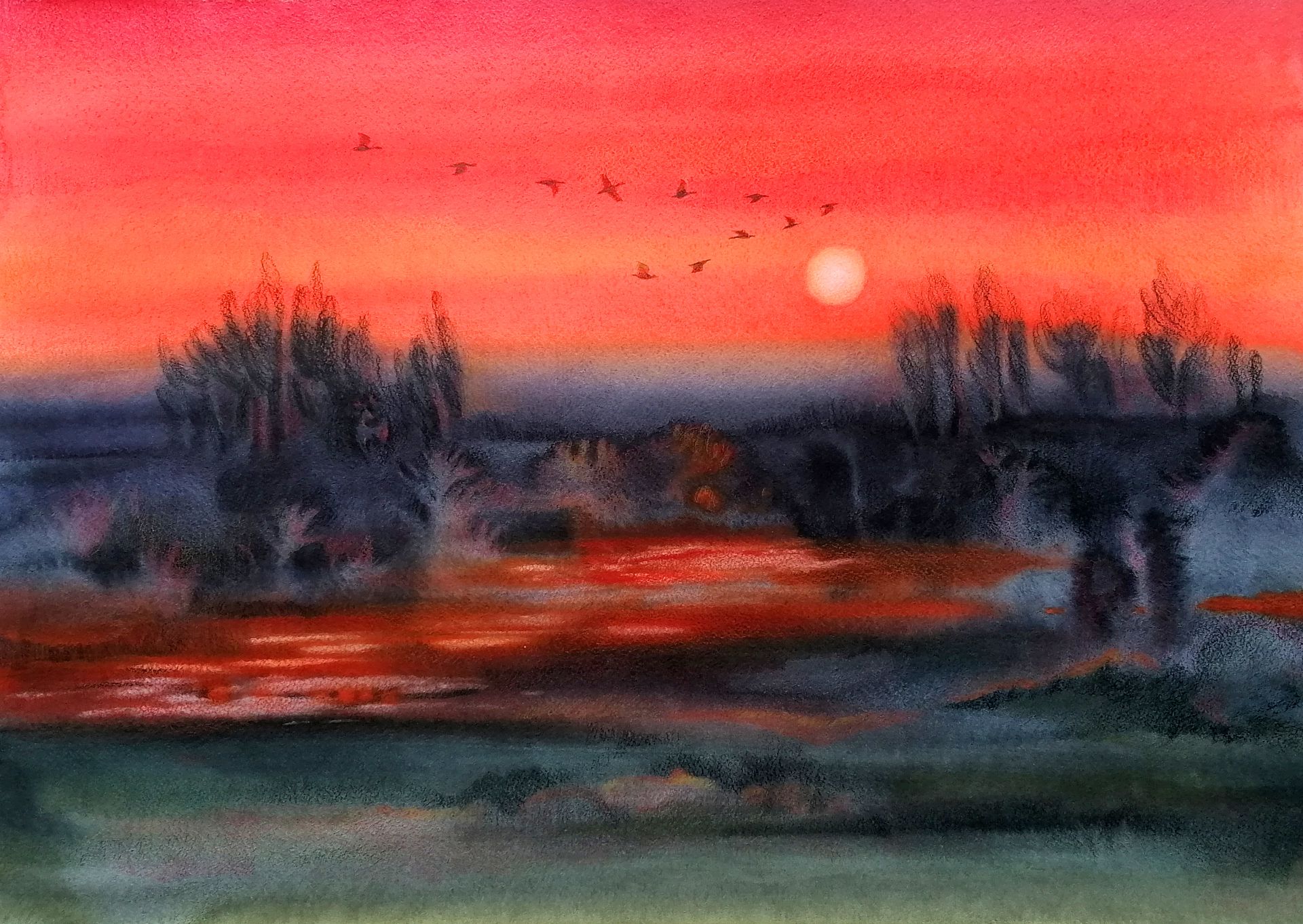 Юлия Куртова (Авторская графика - 
                  59 x 41 см) Красное