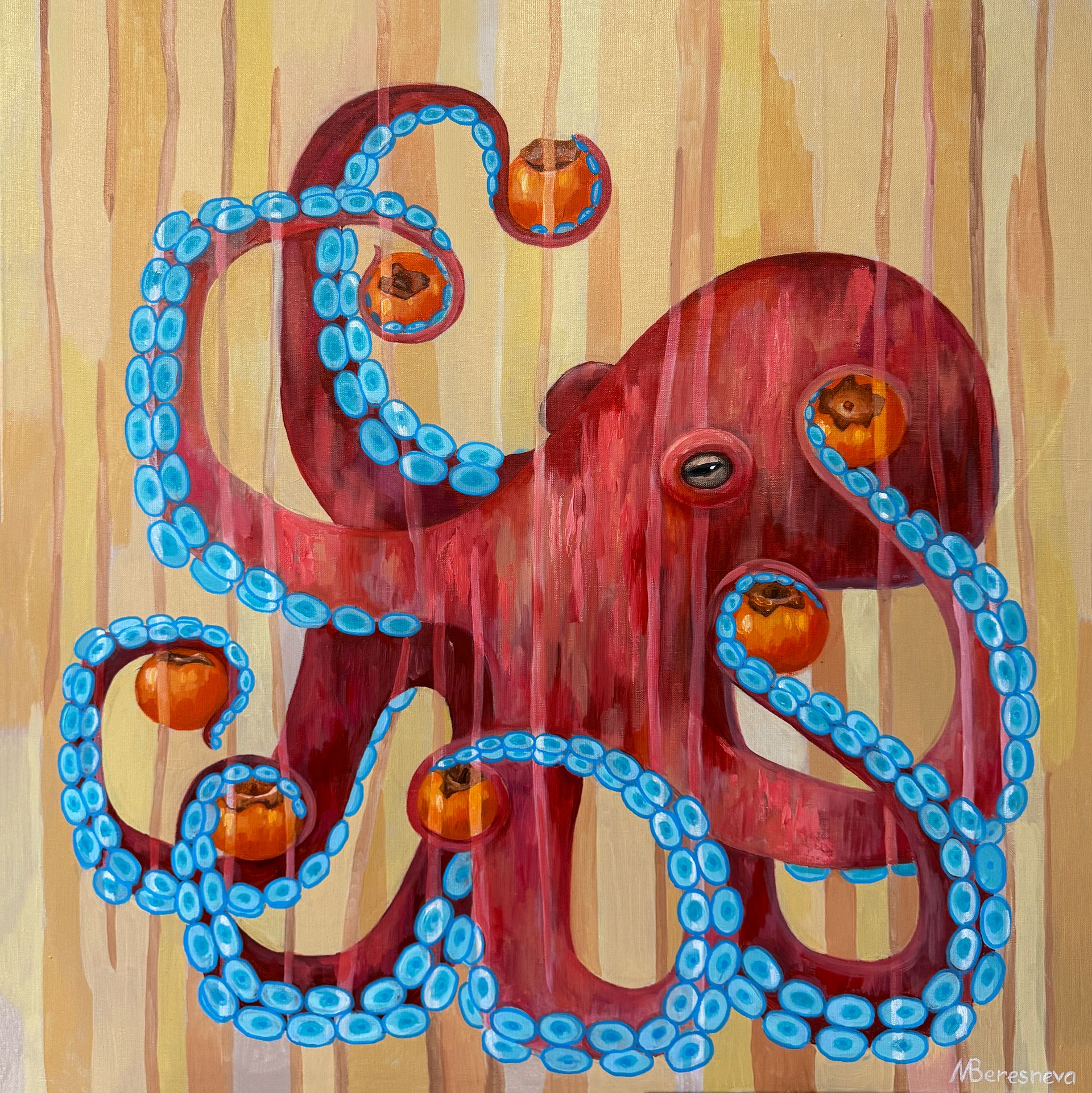 Марина Береснева (Картина, живопись - 
                  80 x 80 см) Сезон хурмы
