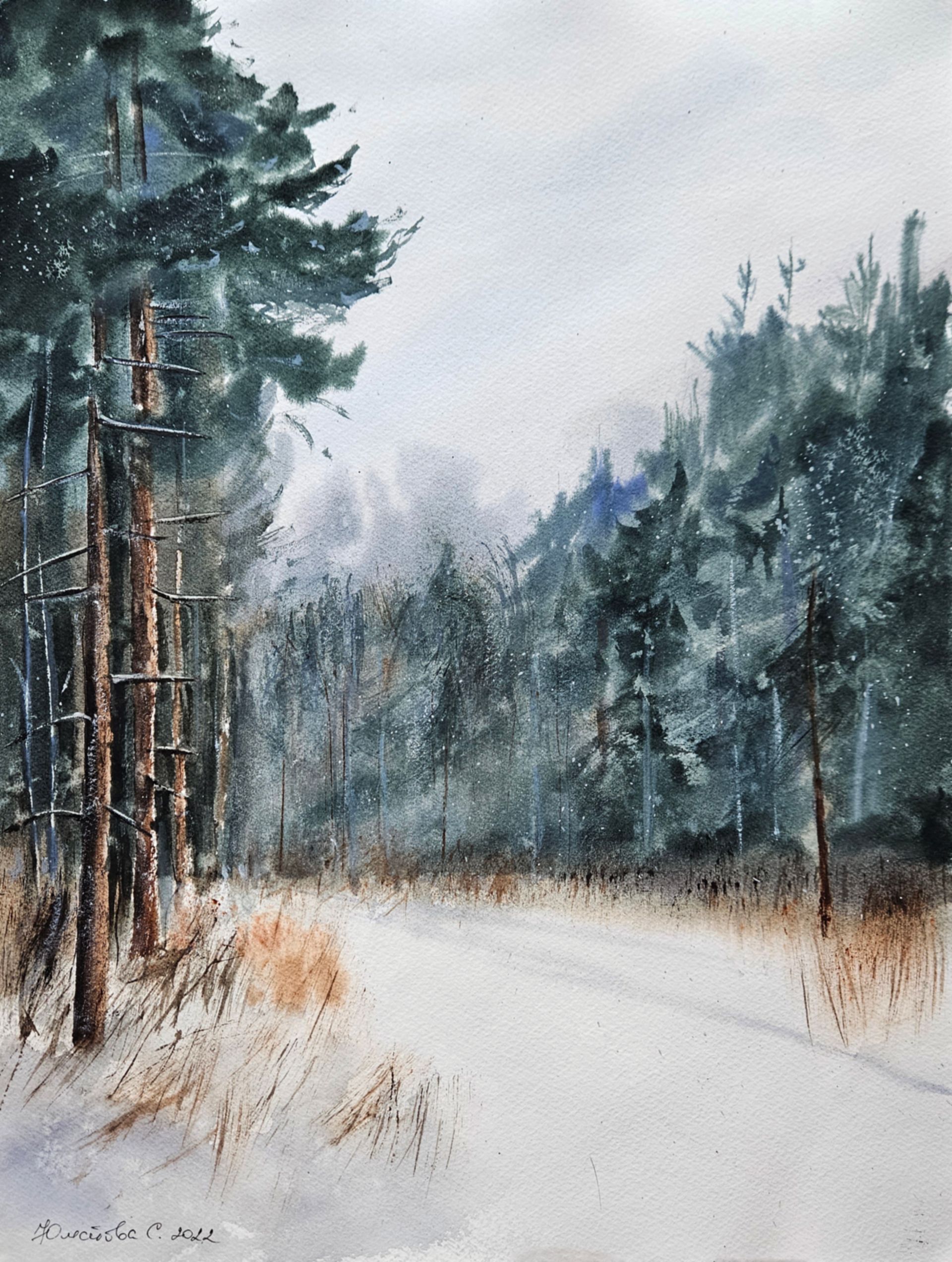 Светлана Юматова (Авторская графика - 
                  30 x 40 см) Январский лес