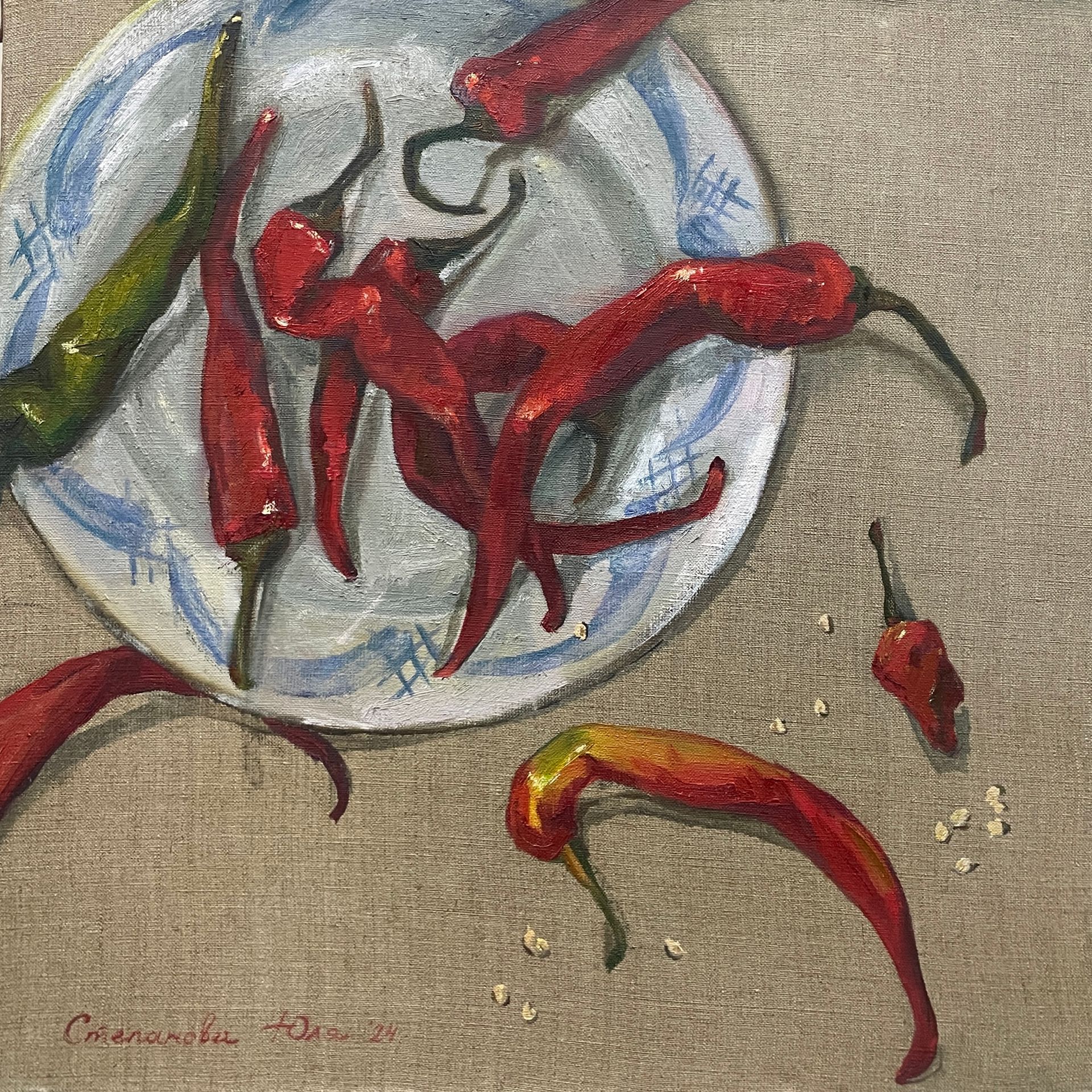 Юля Степанова (Картина, живопись - 
                  50 x 50 см) Перцы